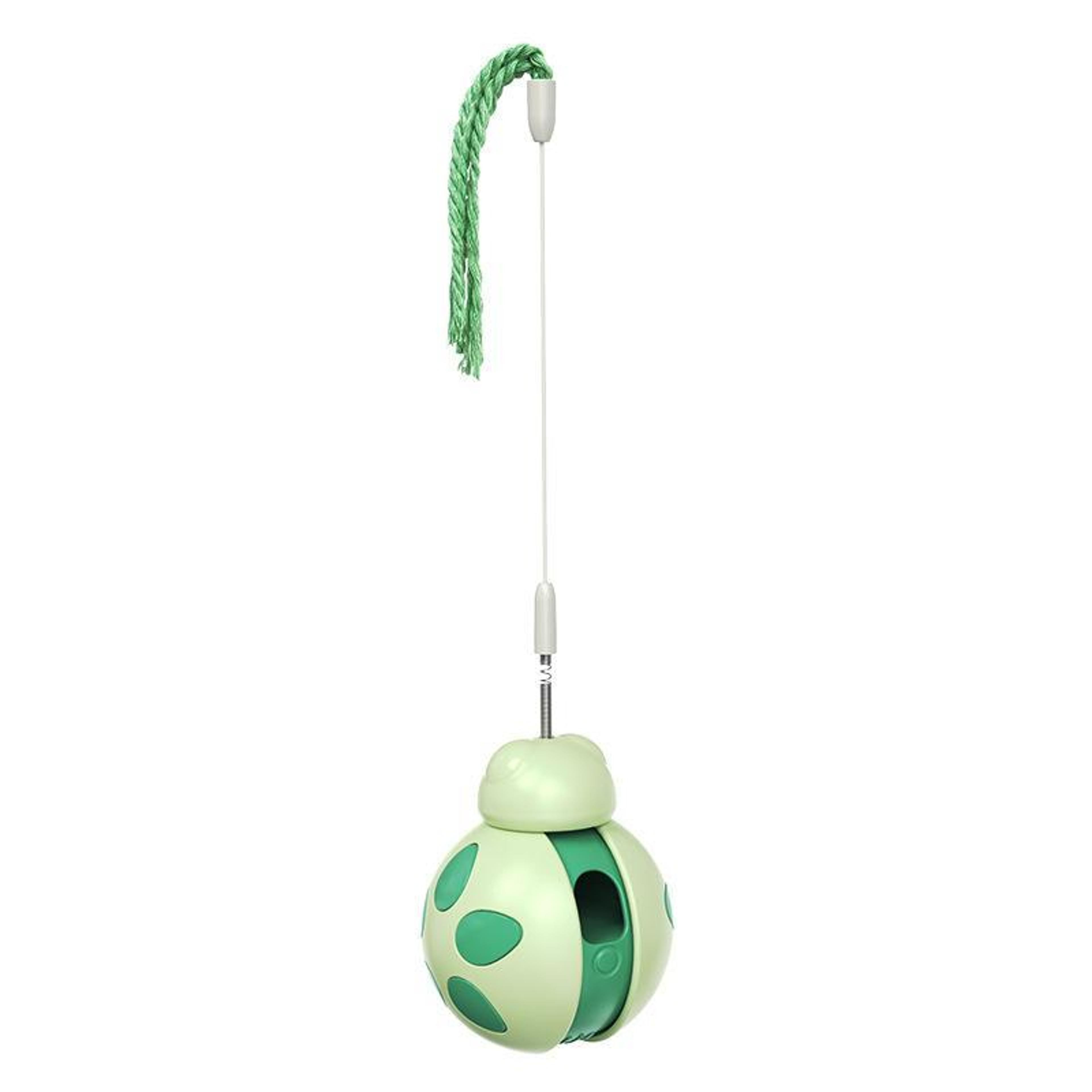 interactive cat treat dispenser toy, self balancing cat puzzle feeder with teaser stick