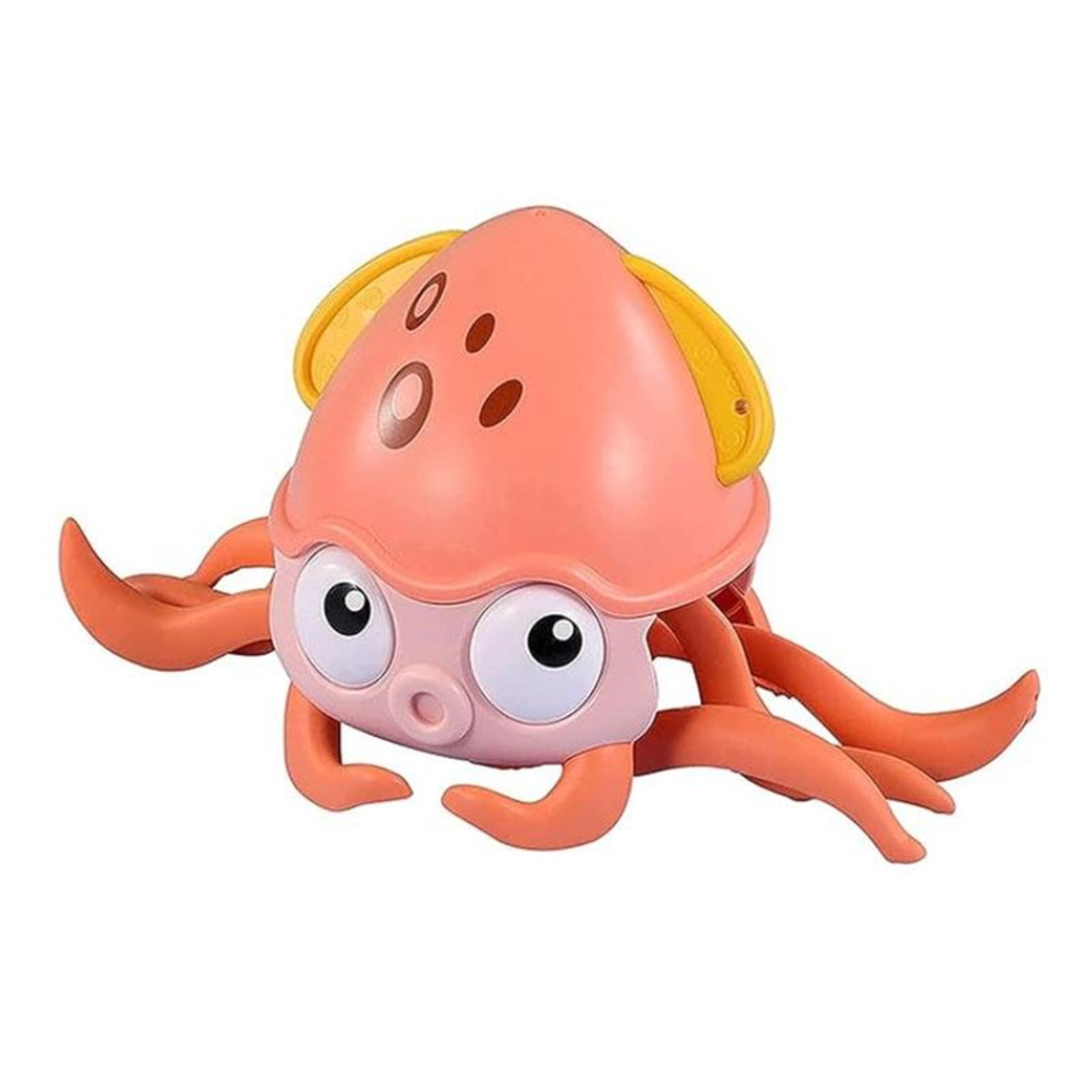 children electrical sensor octopus toy automatic obstacle avoidance sound light crawling quirky toypink