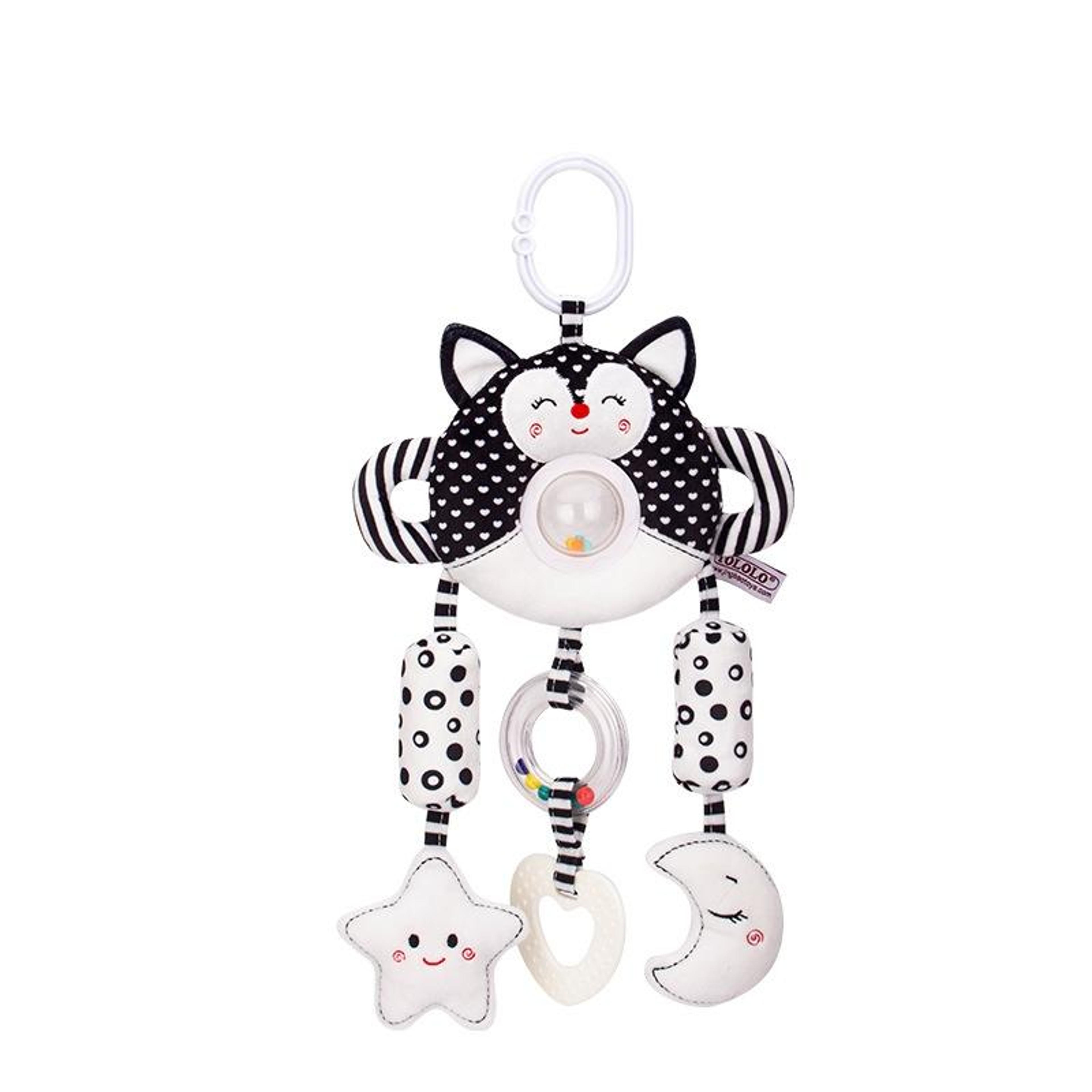 high contrast baby stroller mobile toy, black white infant wind chime sensory hanging toy