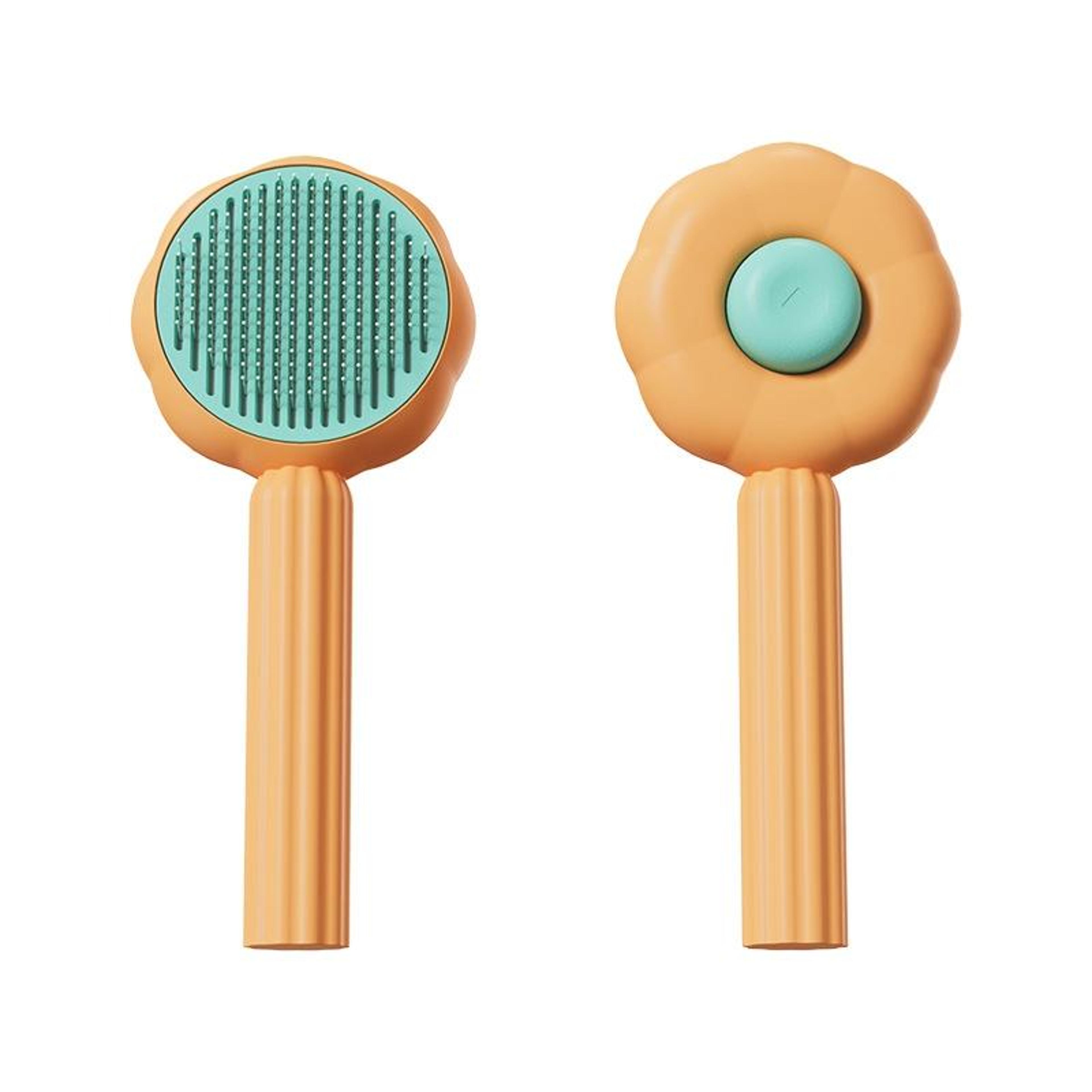 sunflower self cleaning pet hair remover brush for cats & dogs with massage needles