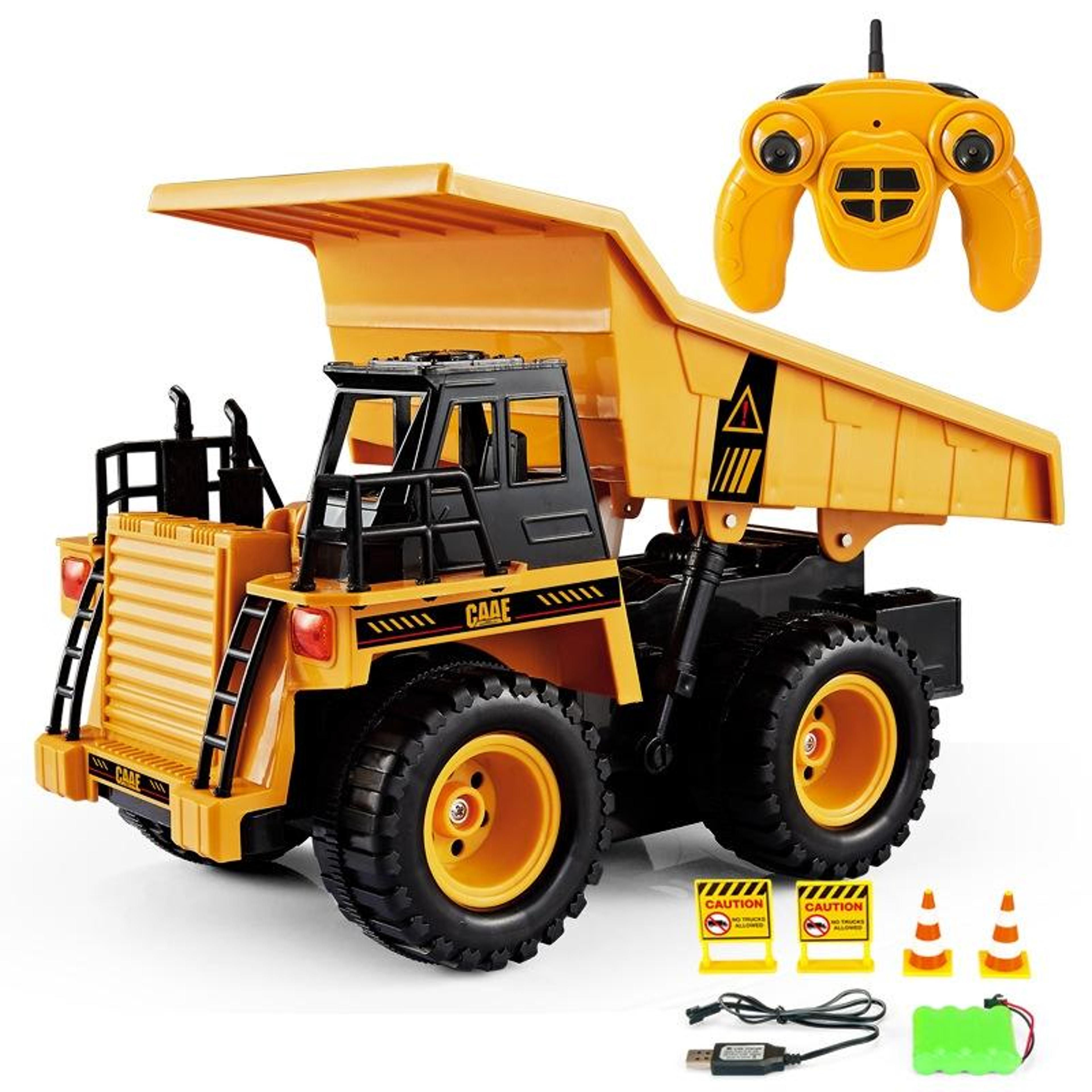 remote control dump truck toy with lifting bed for kids construction play