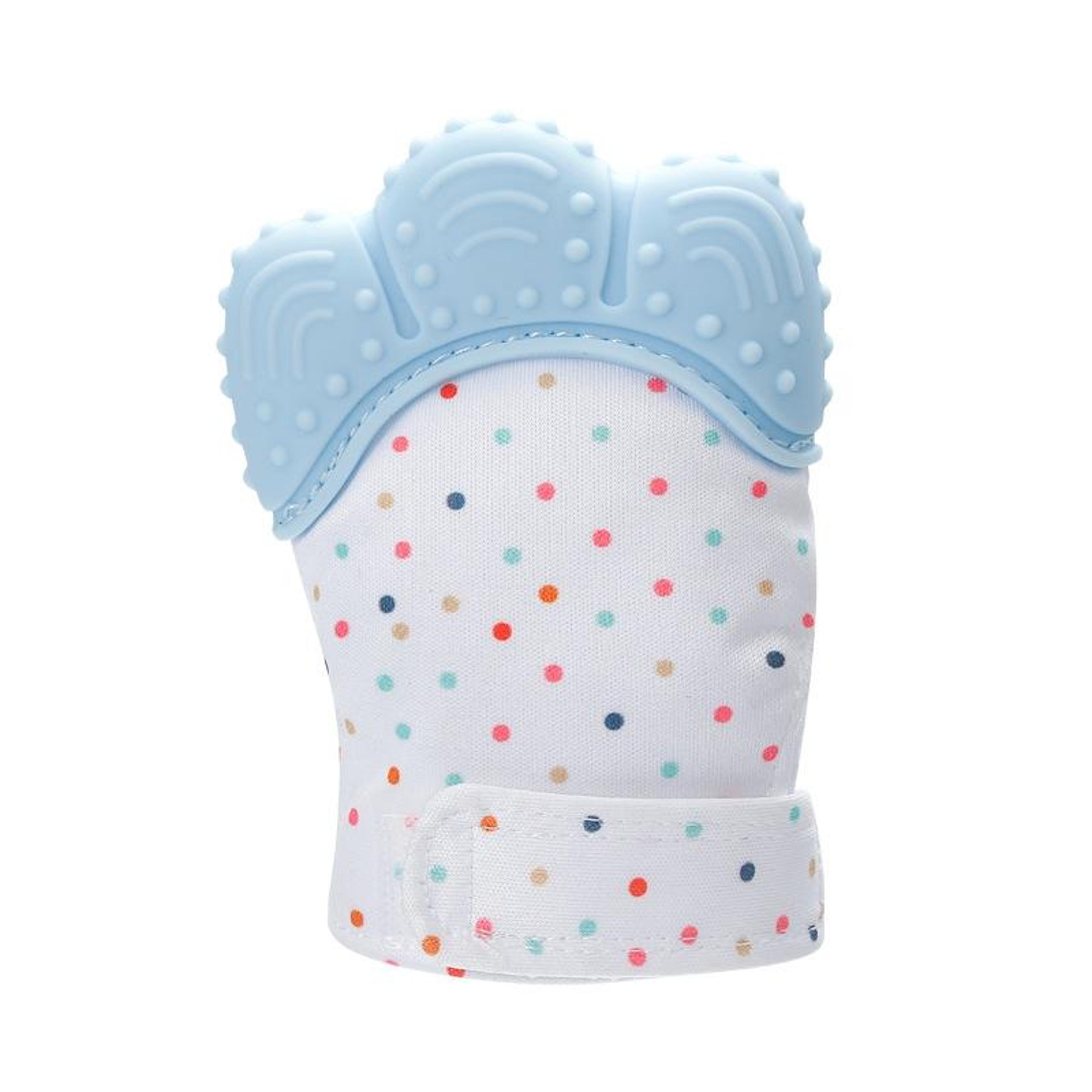 baby teething mitten with silicone teether ring safe soothing toy for infants