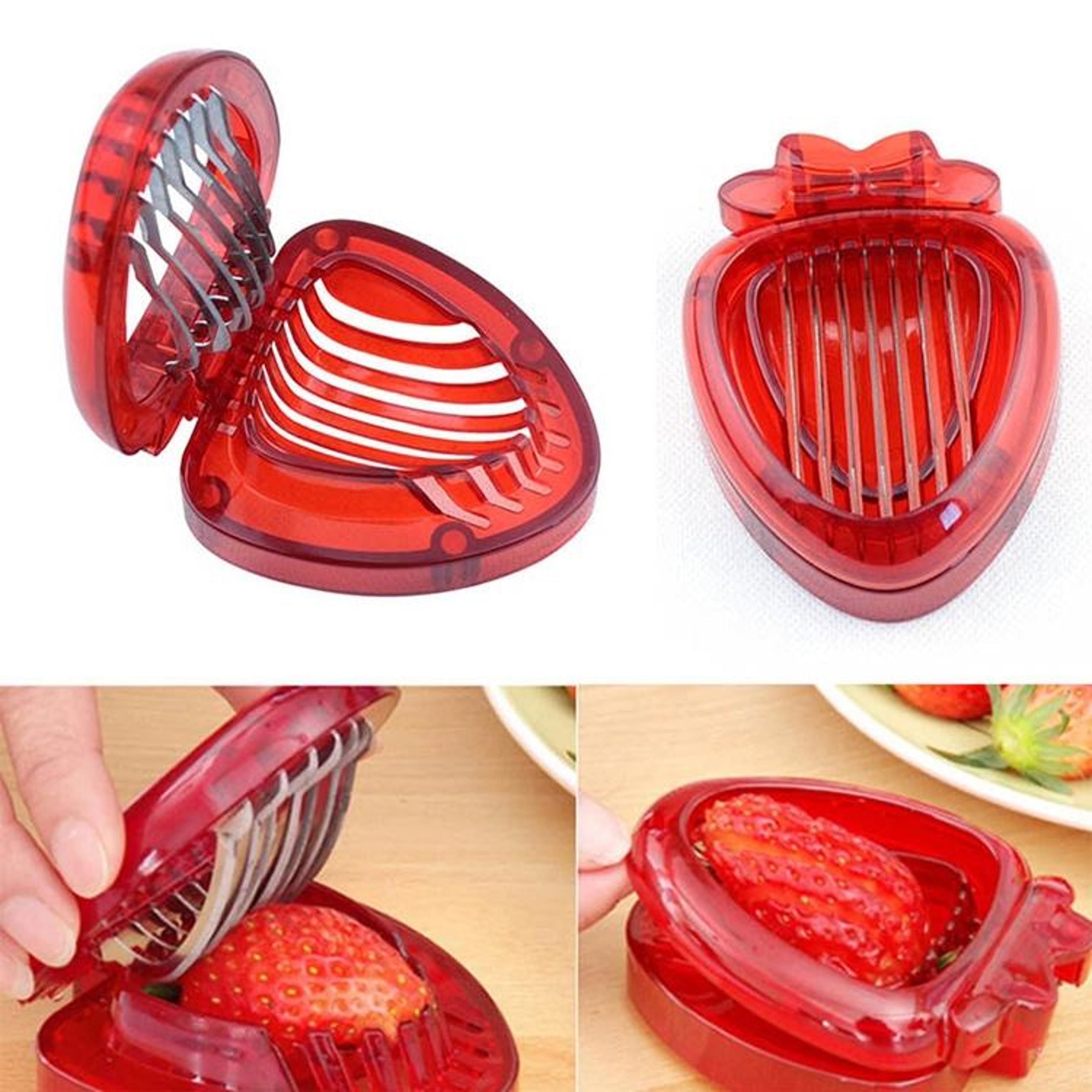 strawberry slicer fruit cutter kitchen gadget for even dessert toppings