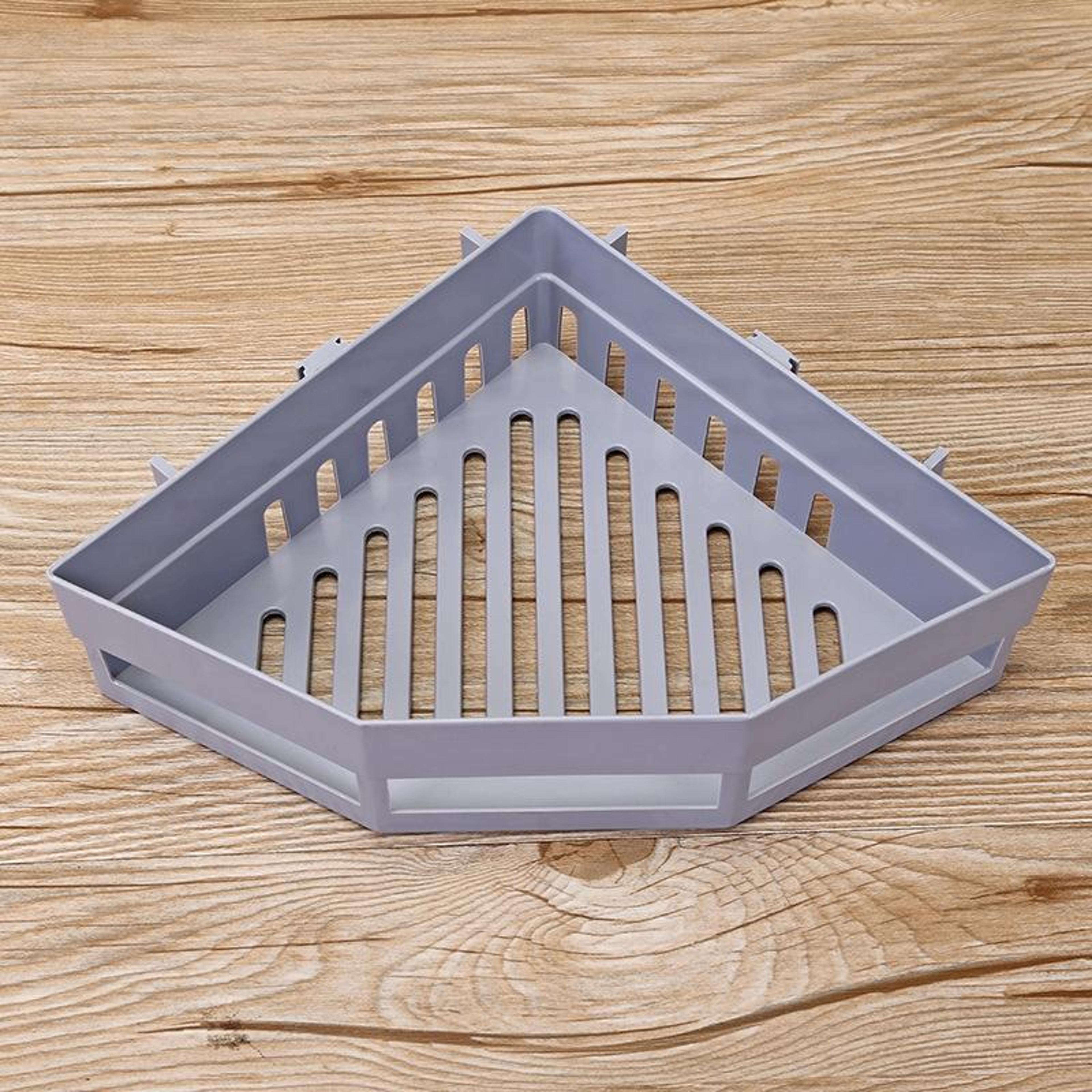 no drill adhesive corner shower shelf triangle storage rack for bathroom kitchen