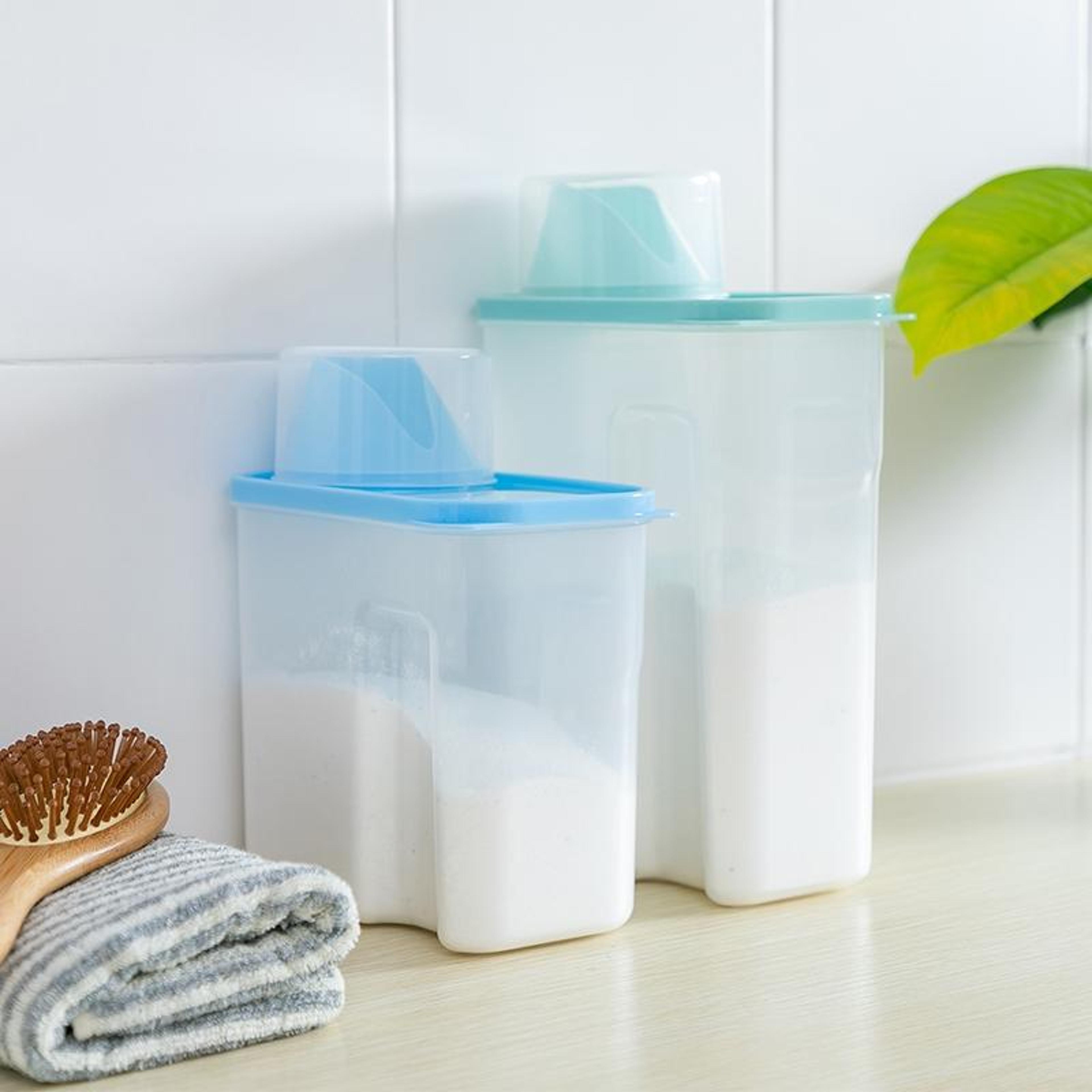 airtight transparent laundry detergent storage container 3l plastic washing powder organizer
