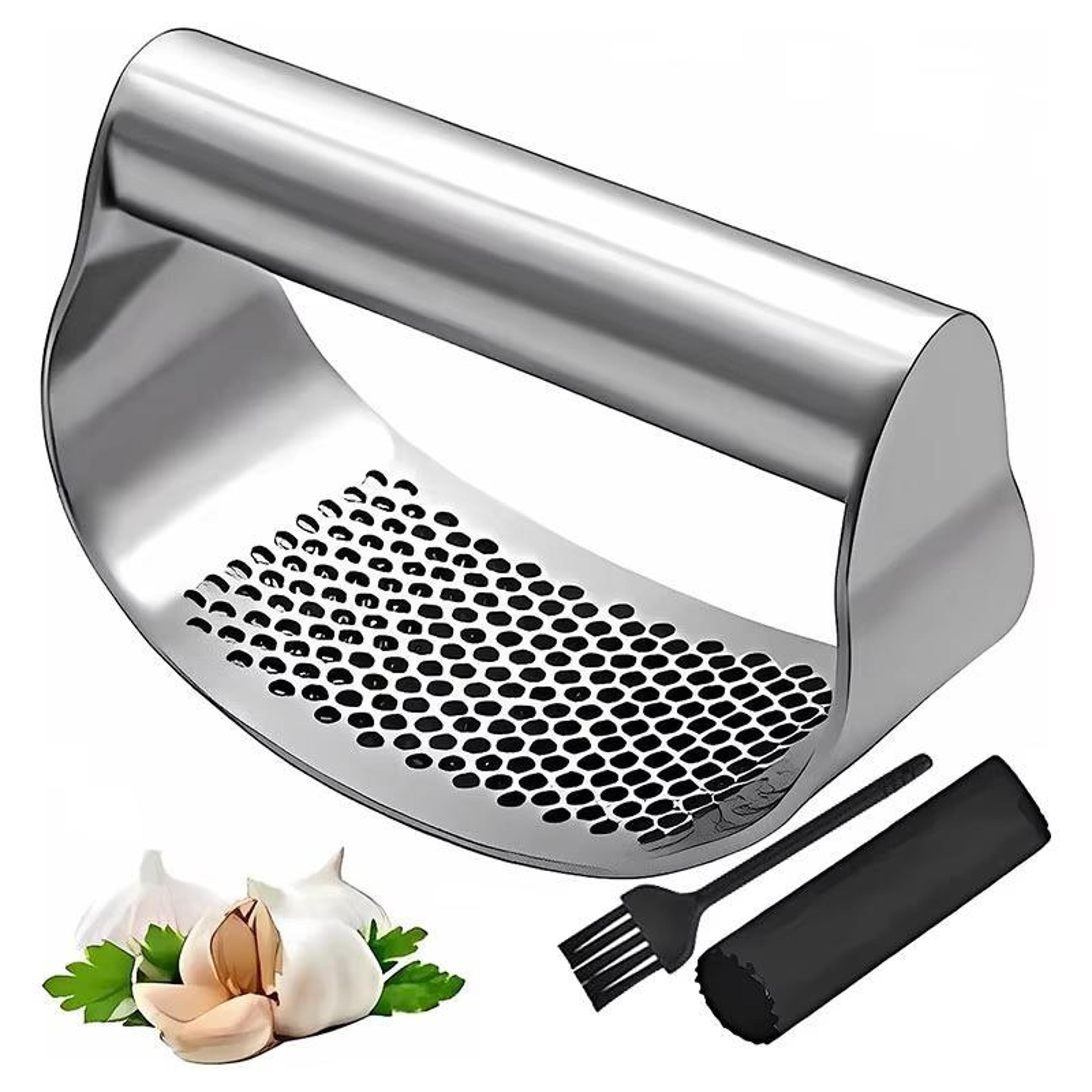 heavy duty stainless steel garlic press curved easy garlic crusher tool