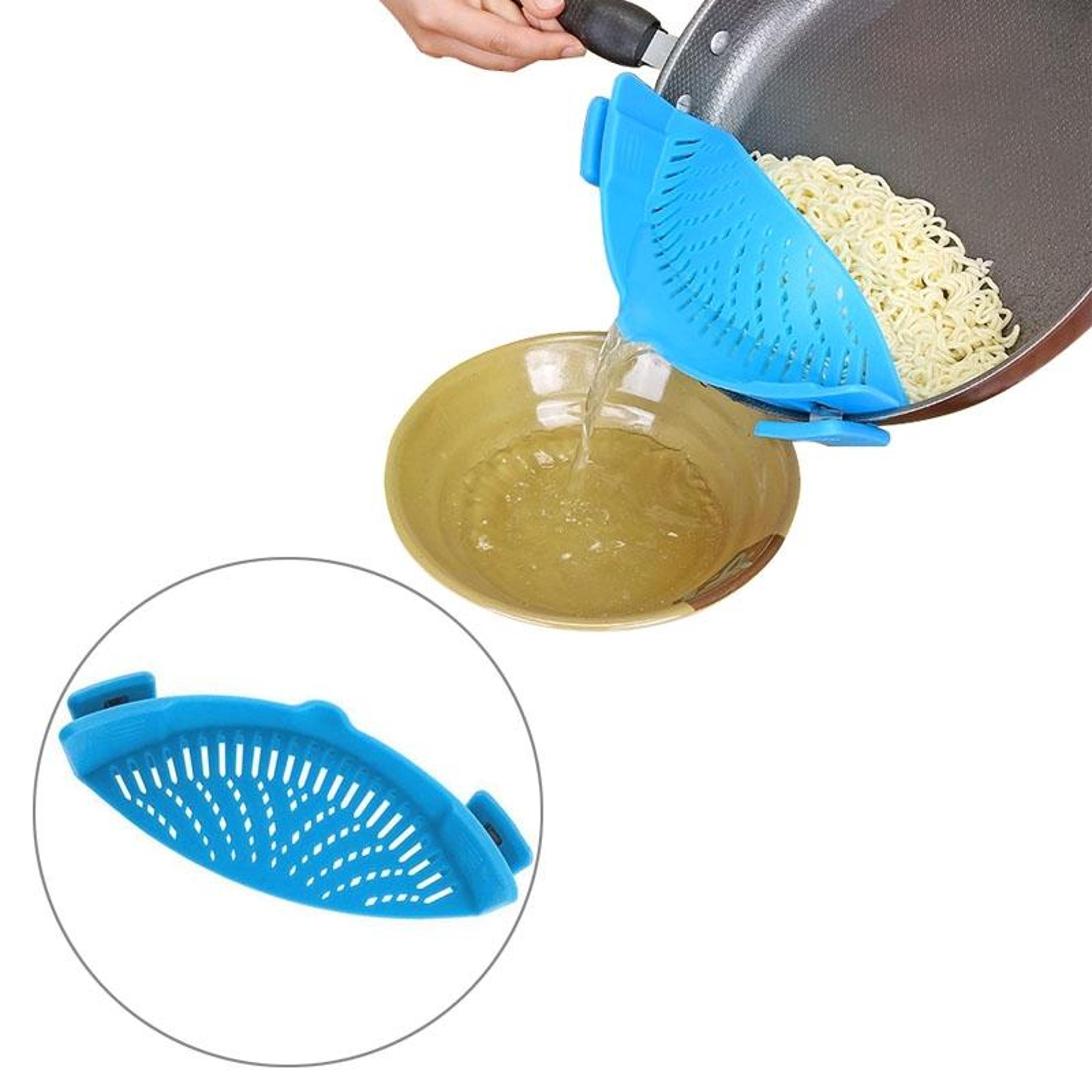 clip-on silicone pasta strainer for pots universal kitchen drainer