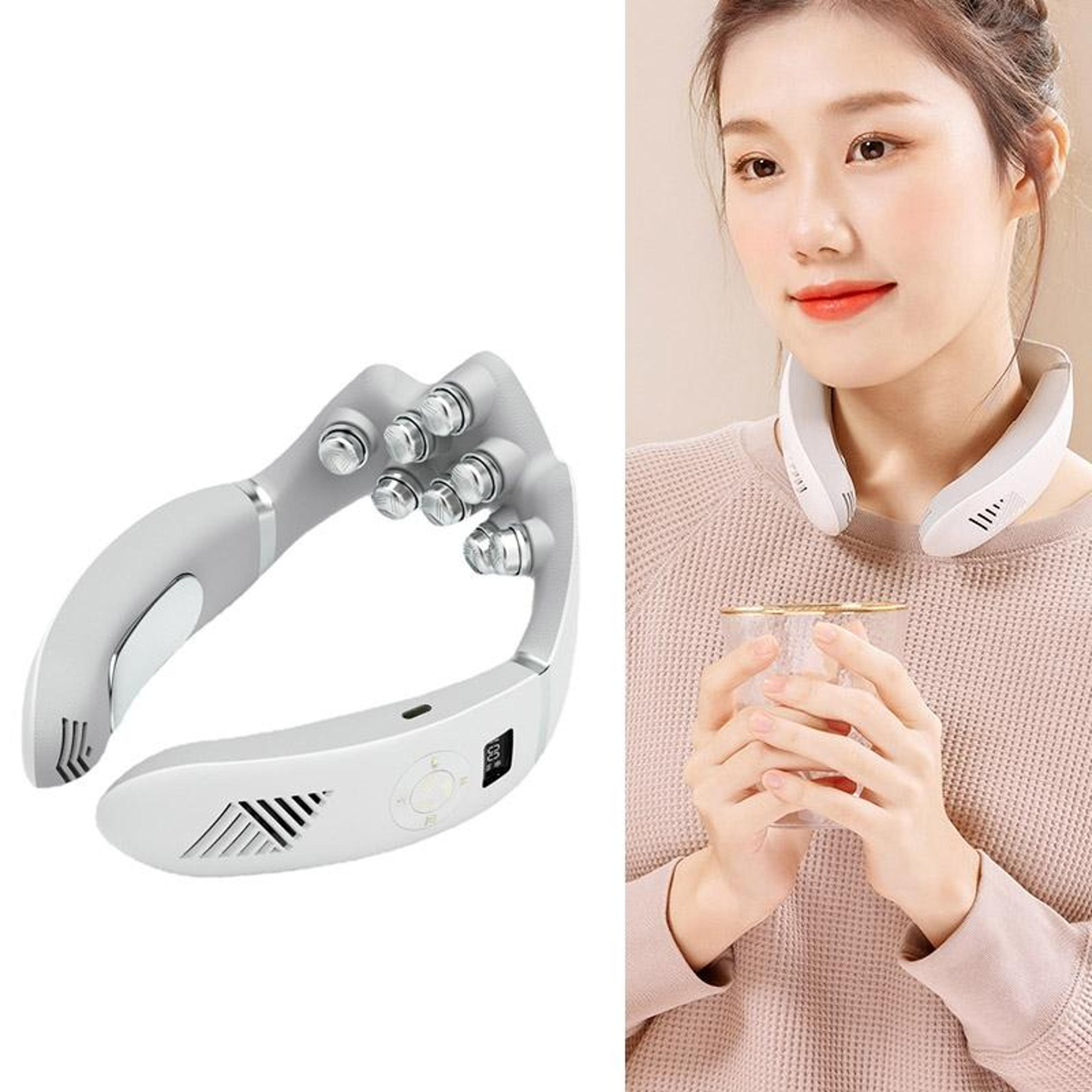 smart ems neck massager with heat & cooling, wireless pulse muscle relaxer