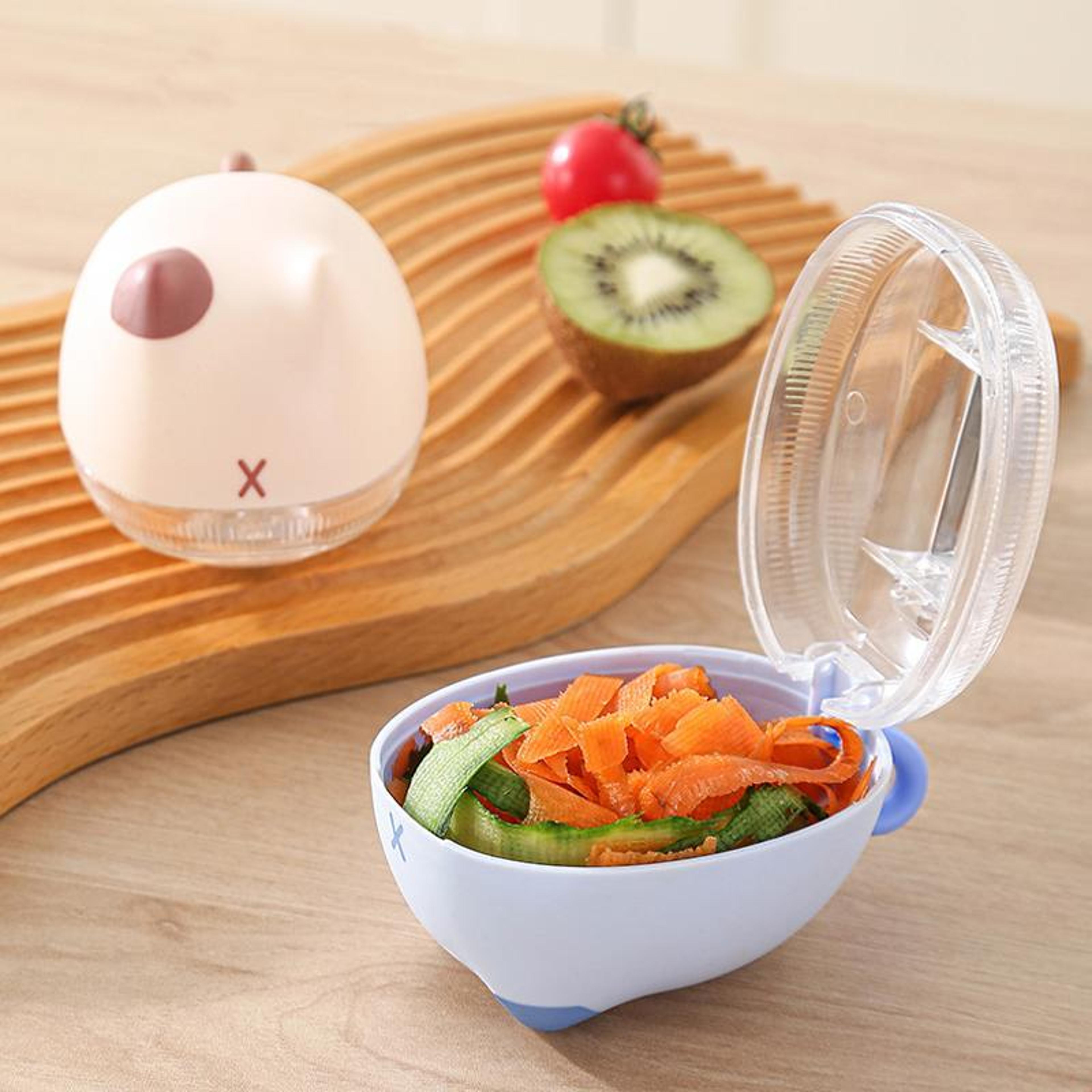 cute cat vegetable peeler with storage case for fruit and potato prep
