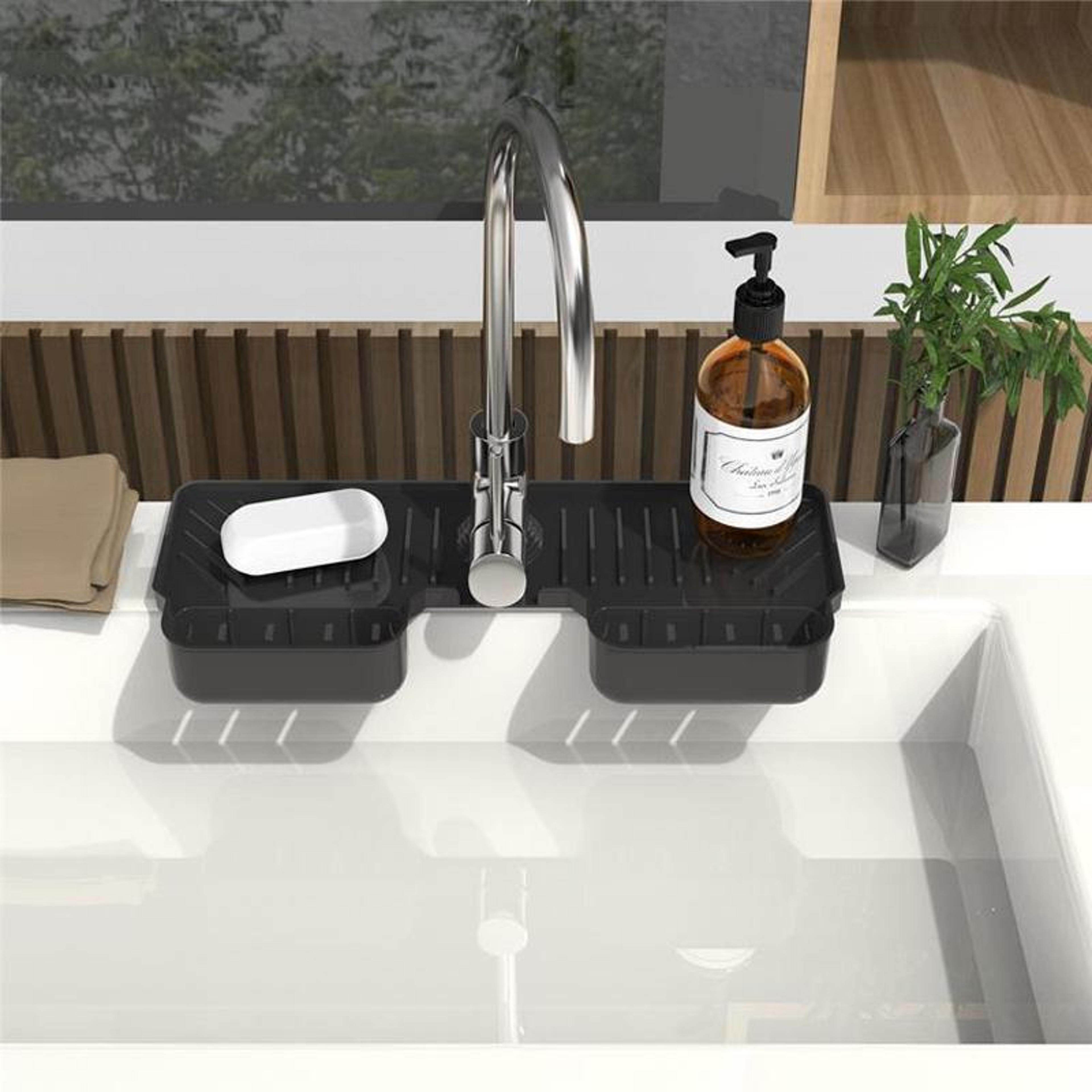 silicone faucet mat sink splash guard with self draining design