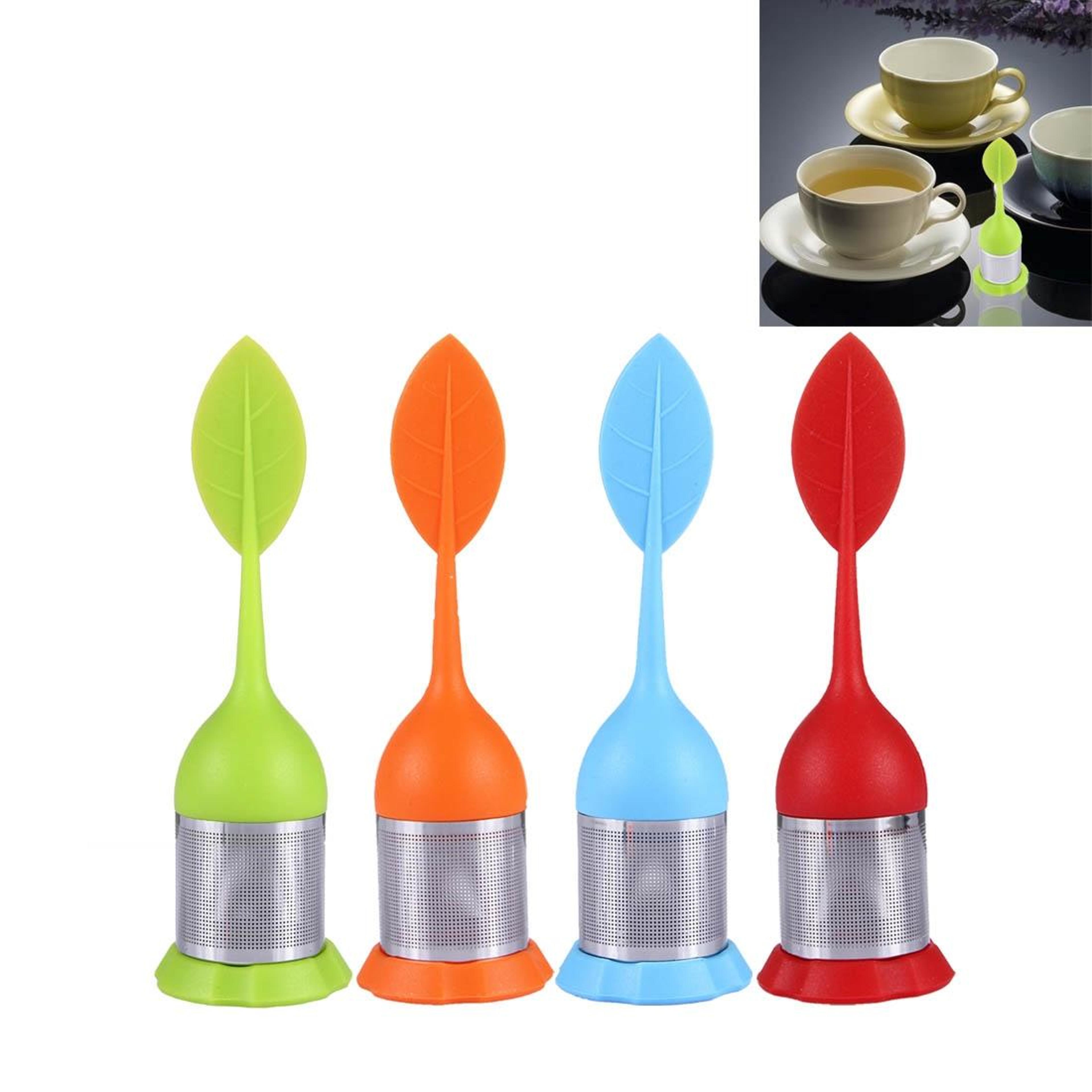 leaf silicone tea infuser with stainless steel strainer for loose leaf tea brewing