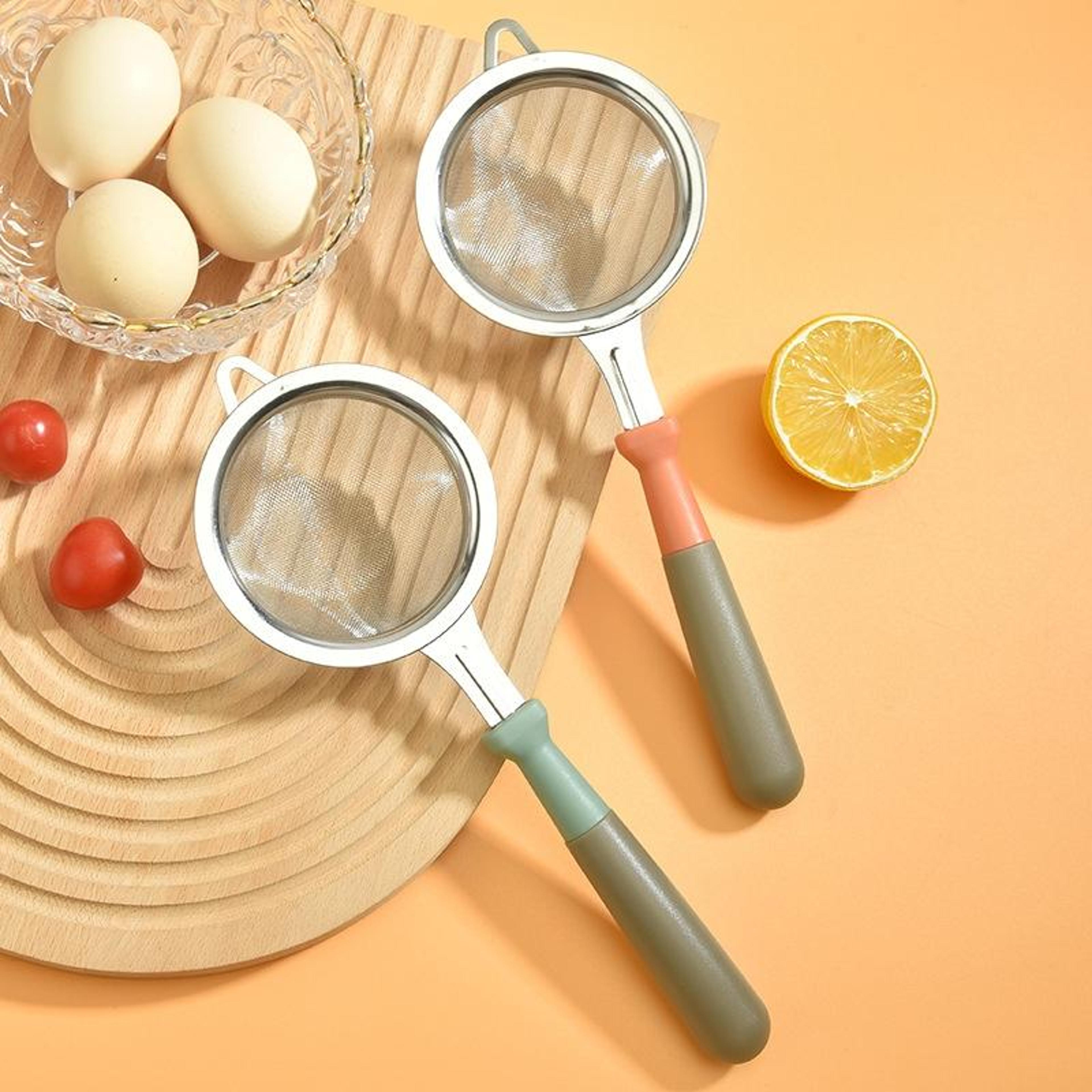 stainless steel flour sifter spoon fine mesh baking strainer for cocoa matcha powder