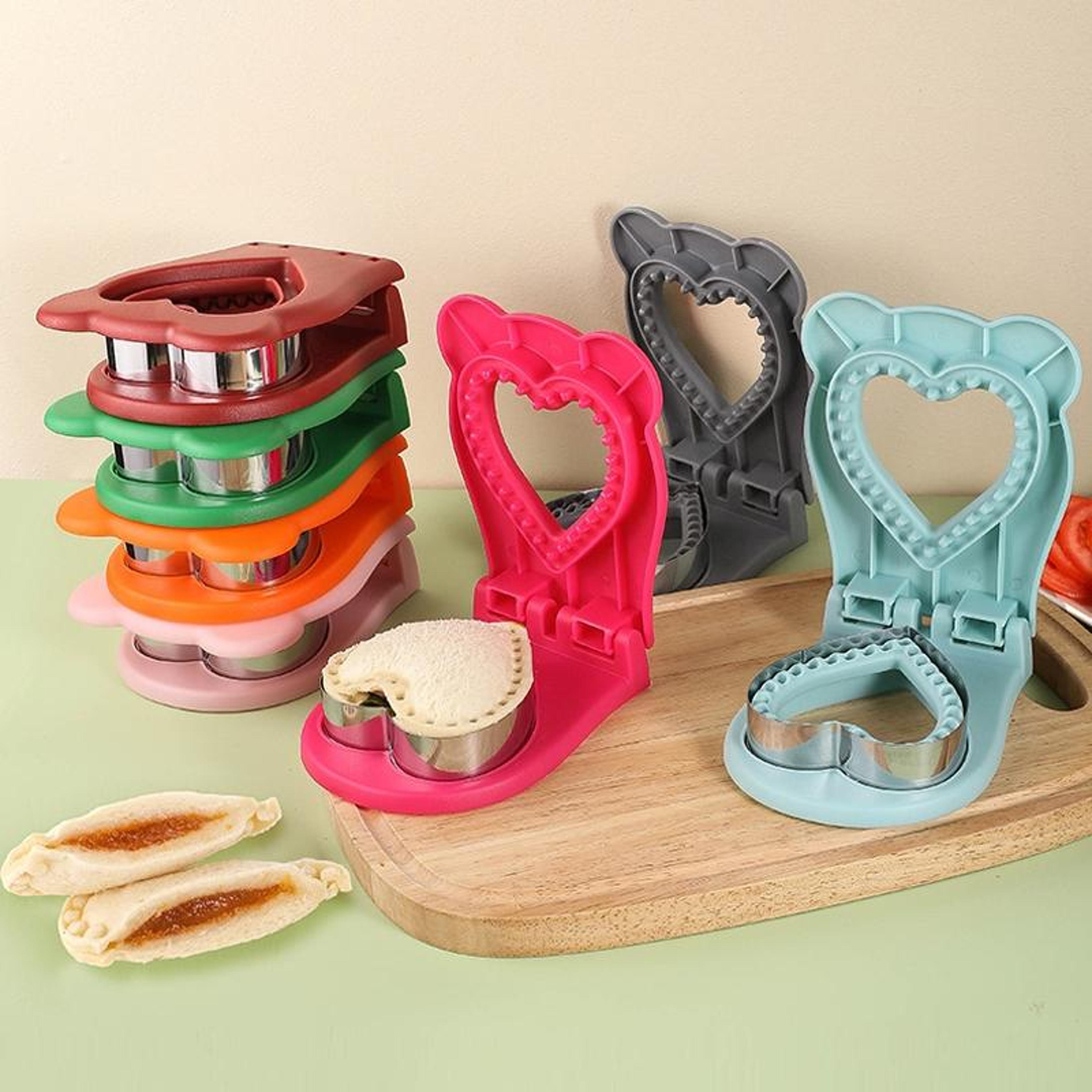 heart shape sandwich cutter and sealer mold for kids lunch diy baking tool