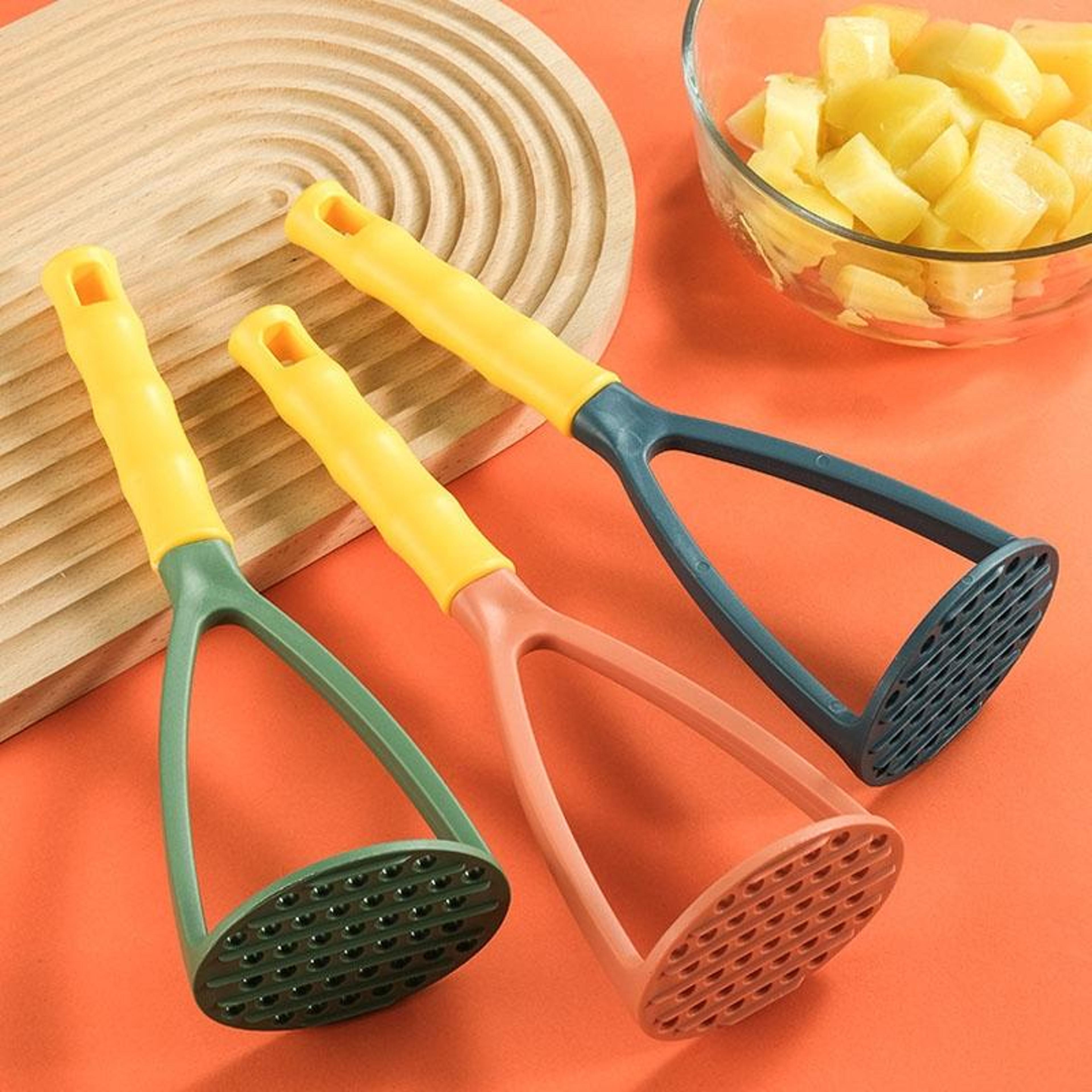 ergonomic potato masher baby food press stainless mesh kitchen masher tool