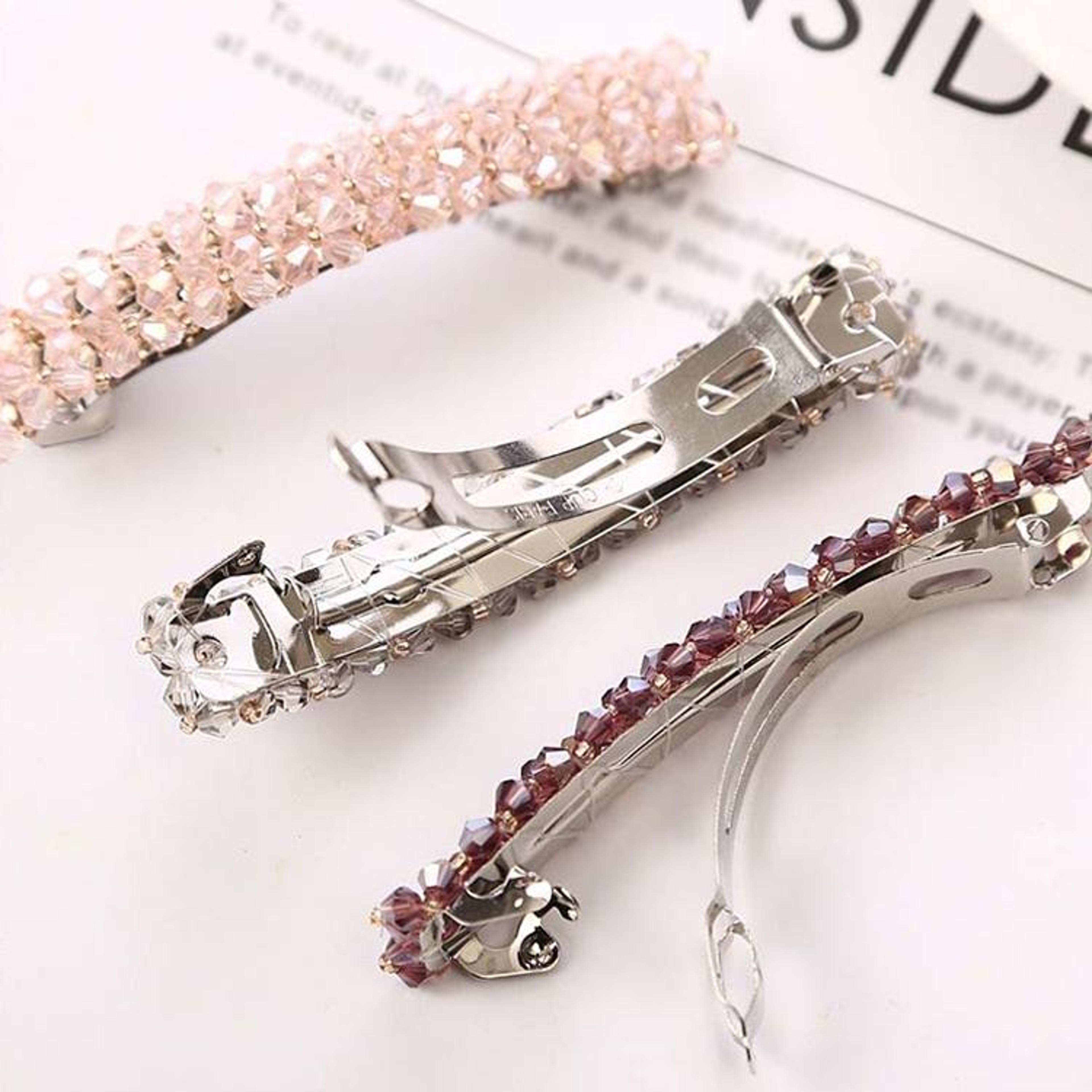 crystal rhinestone hair clip for girls elegant elastic hair accessory