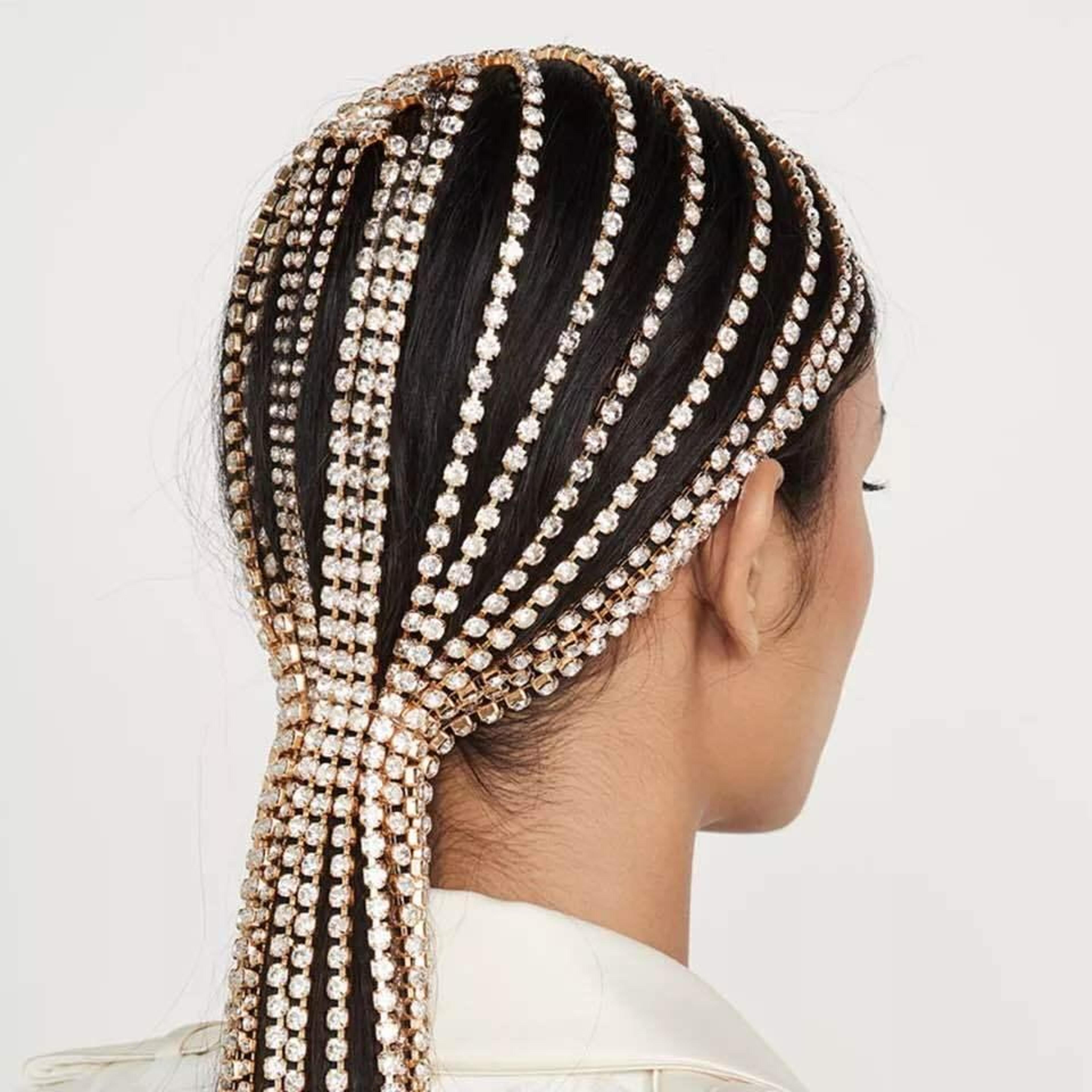 crystal rhinestone tassel headband for weddings and parties