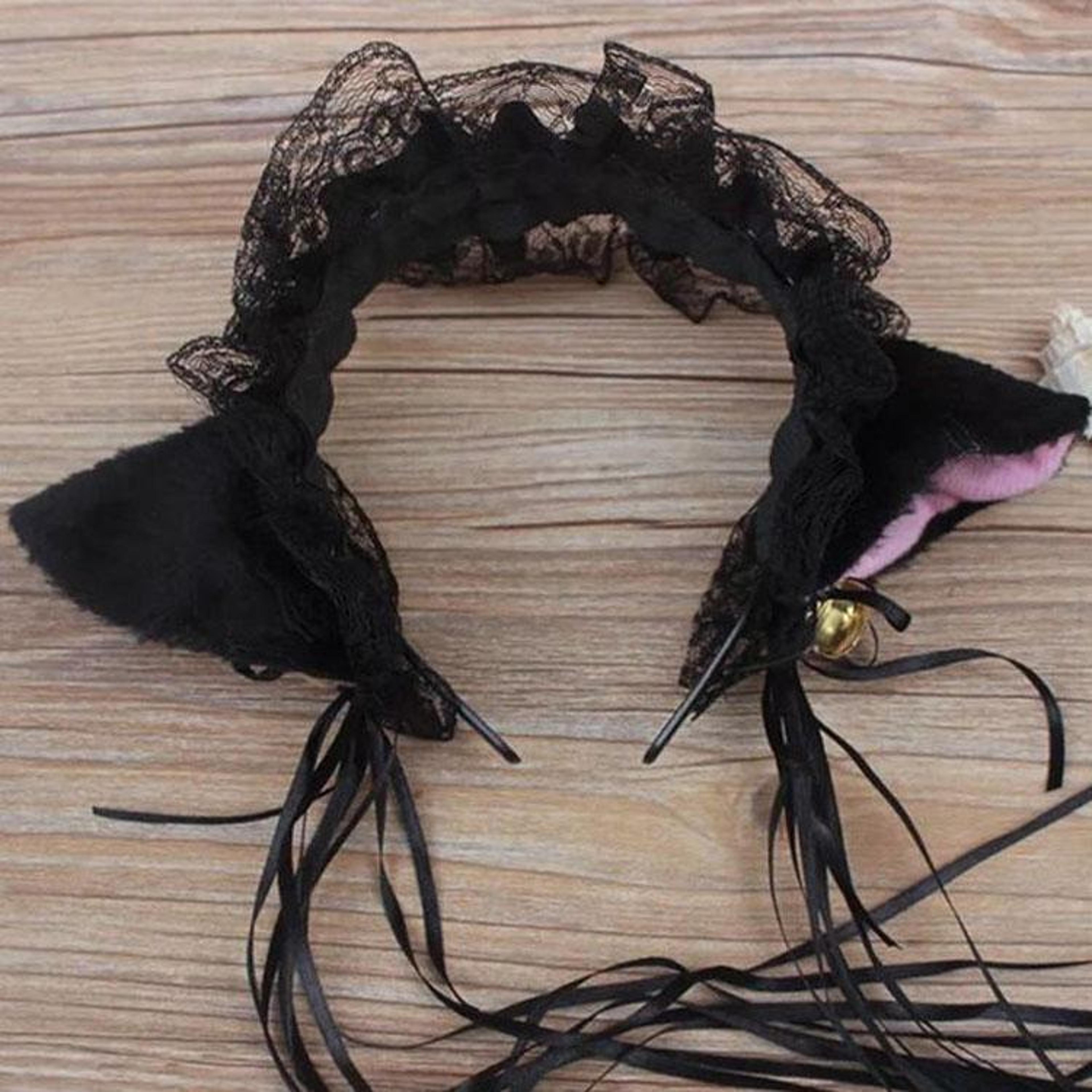 cute lace cat ears headband for women girls cosplay hair accessory