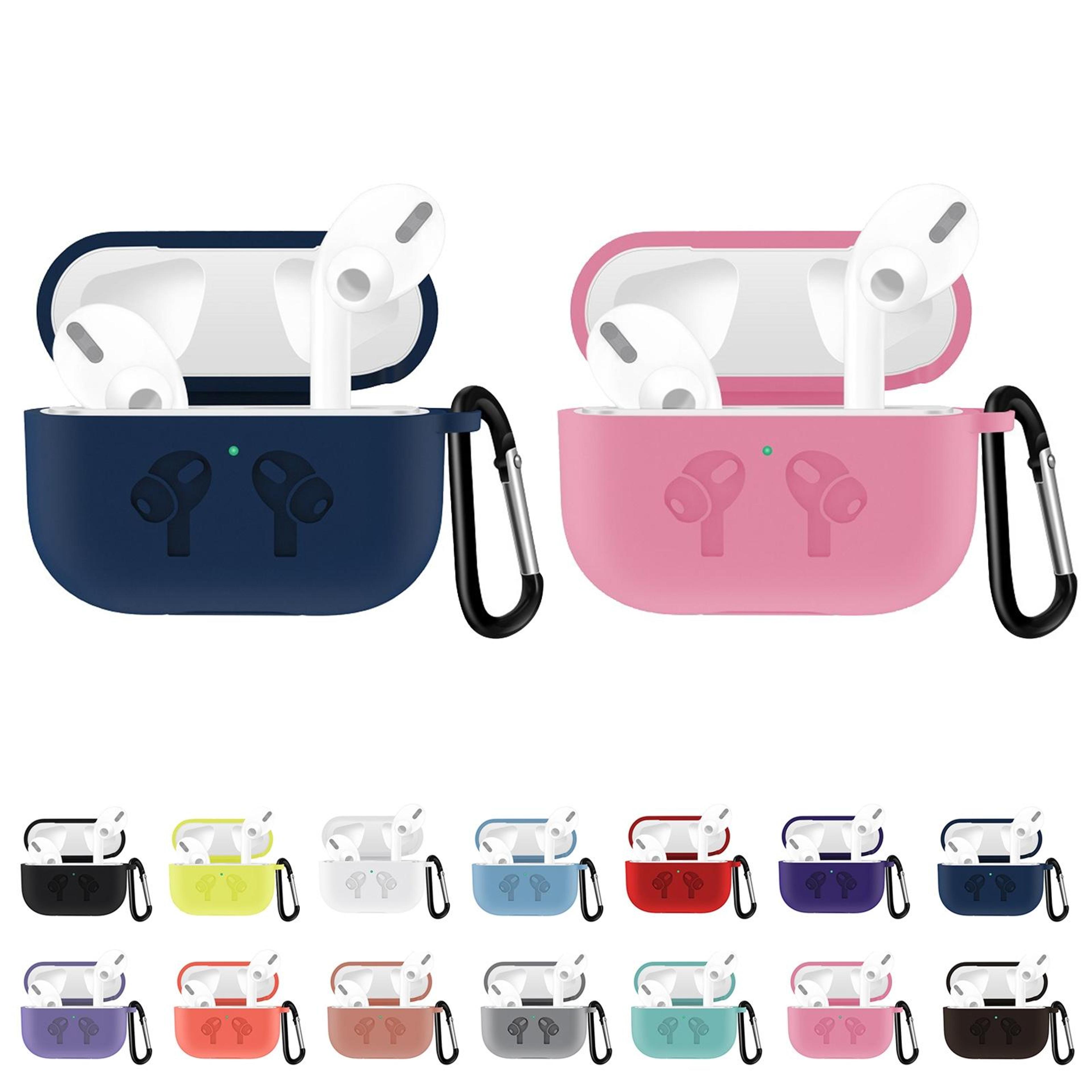 silicone airpods pro case with flip cover and anti drop carabiner