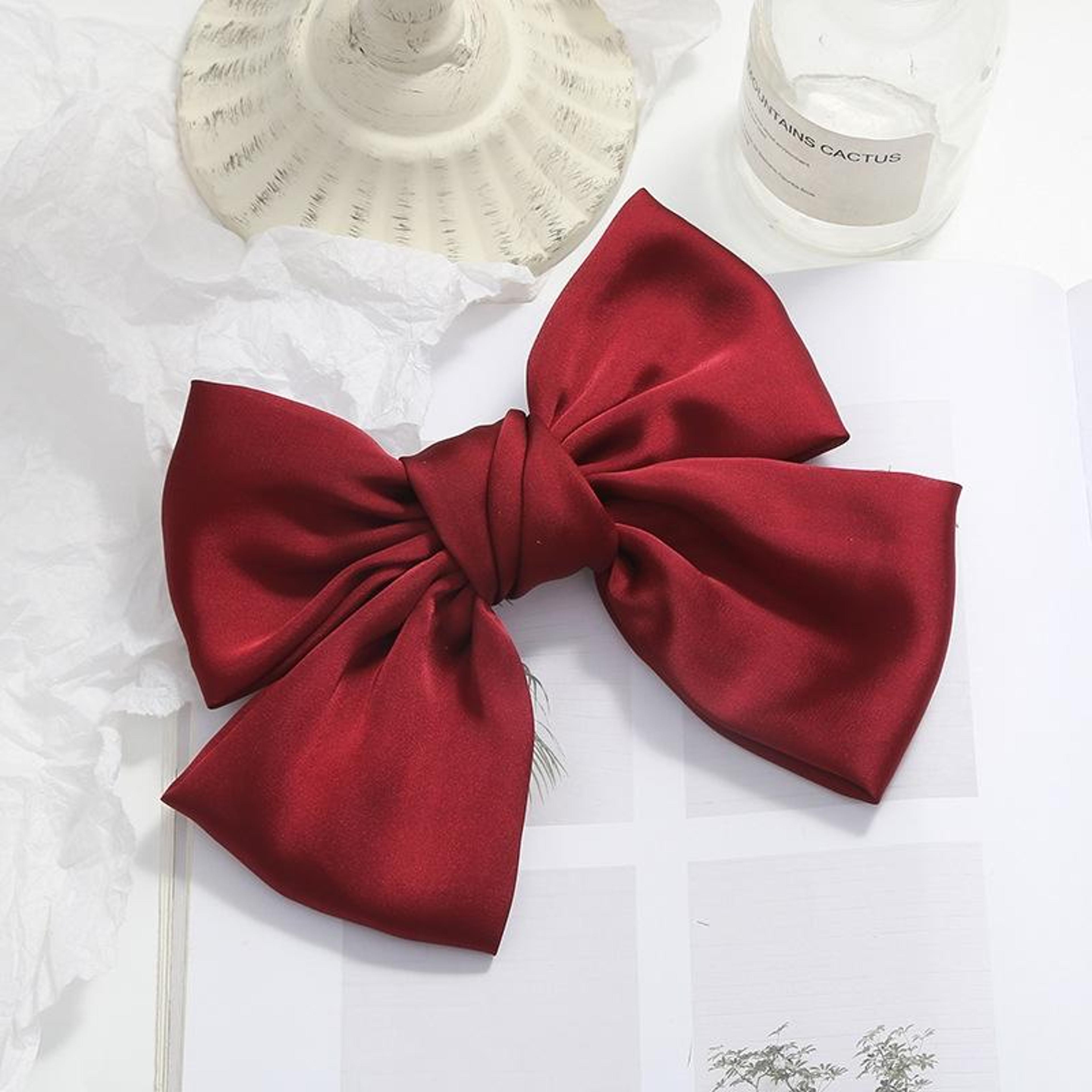 elegant satin bow hair clip for women large soft hair bow barrette