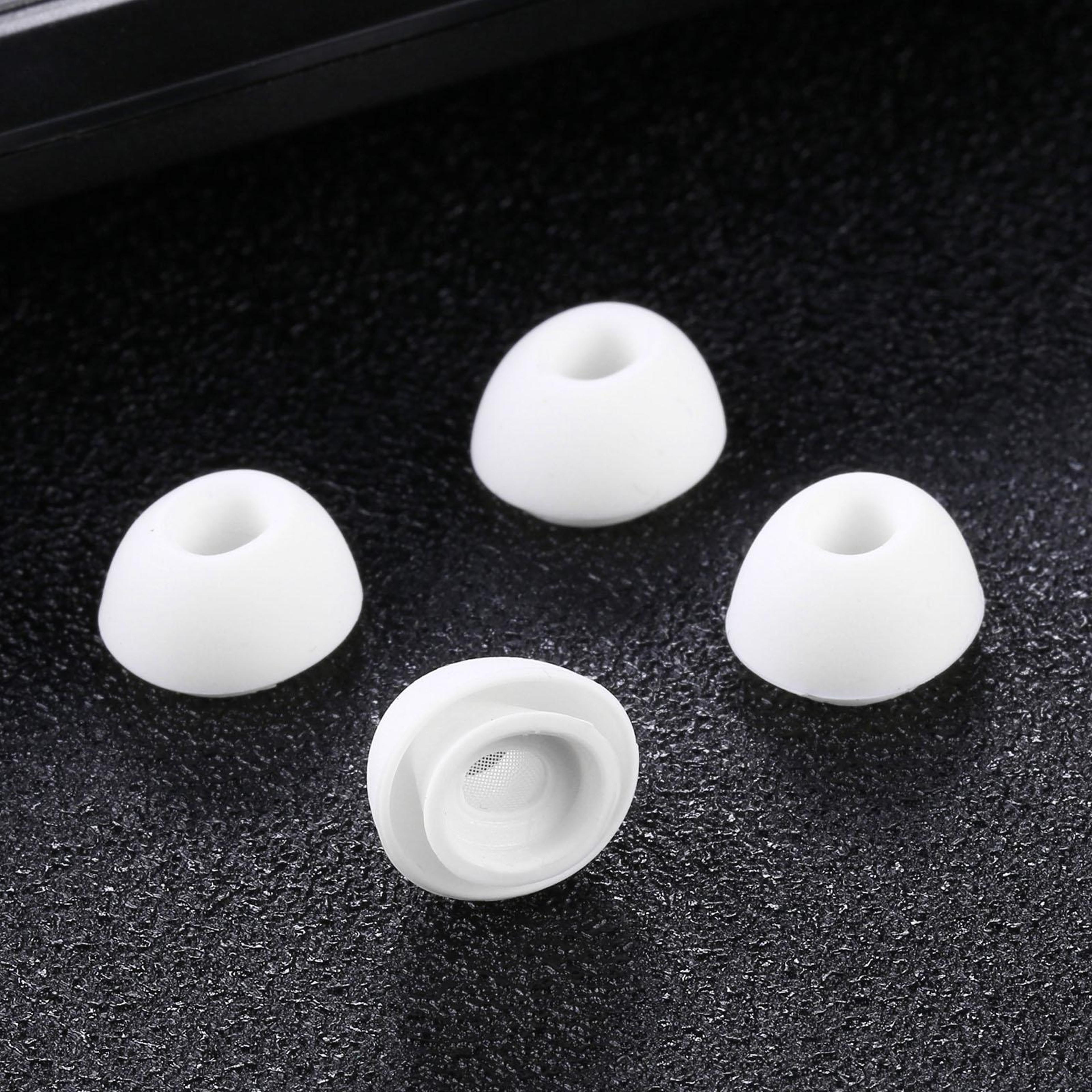 soft silicone airpods ear tips with mesh net noise isolation ear caps.