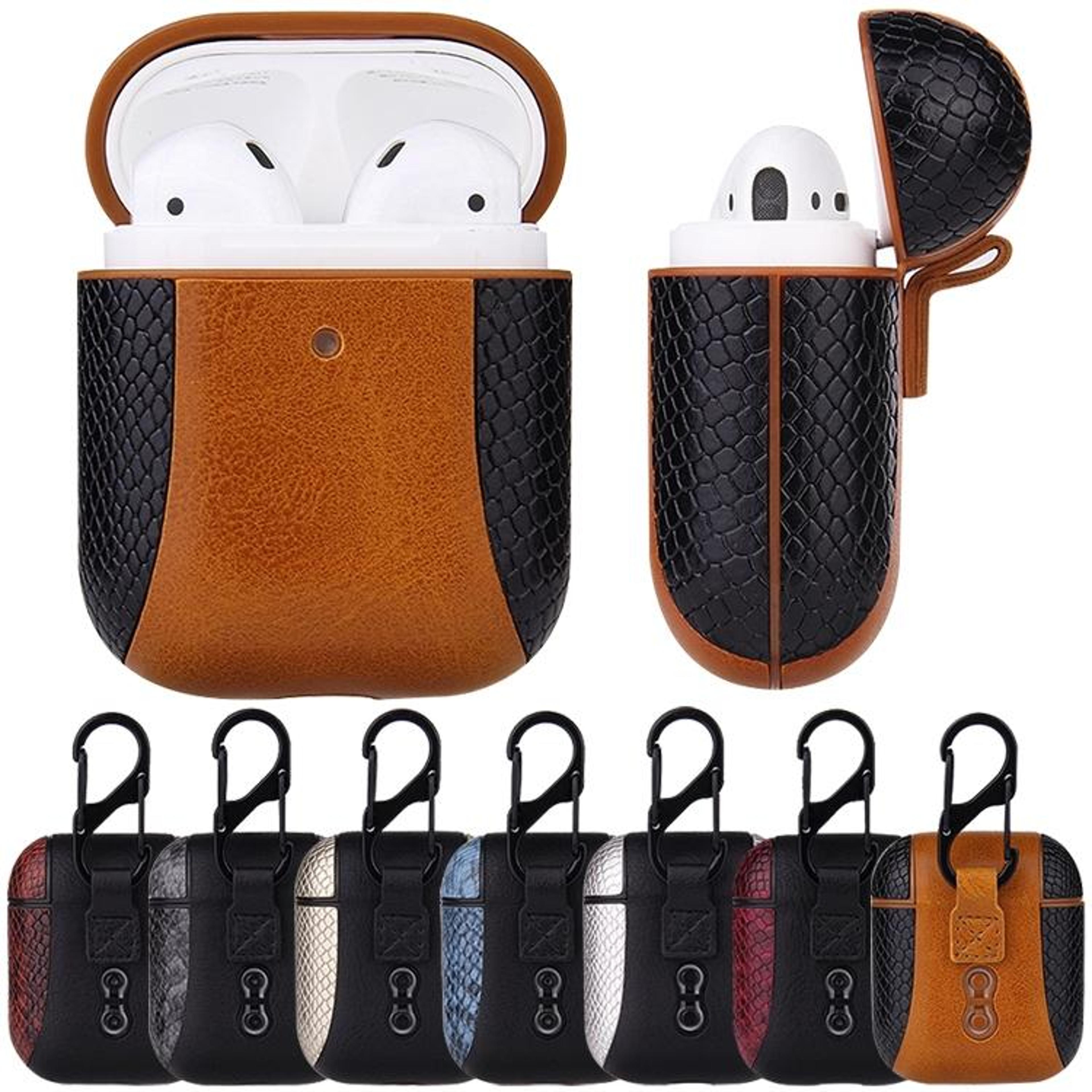luxury flip leather airpods case shockproof protective cover gold