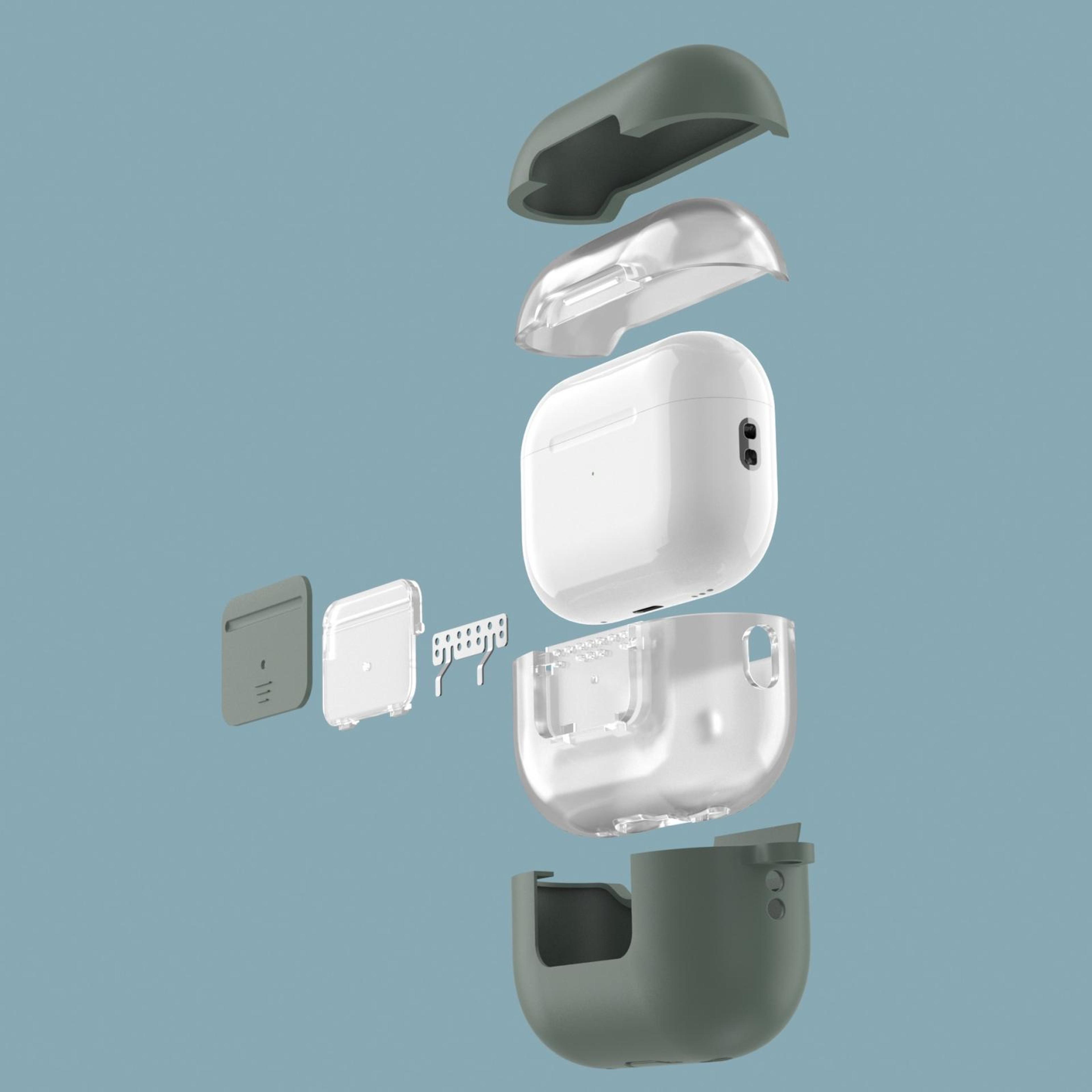 airpods pro case with lock button and buckle silicone pc protective cover