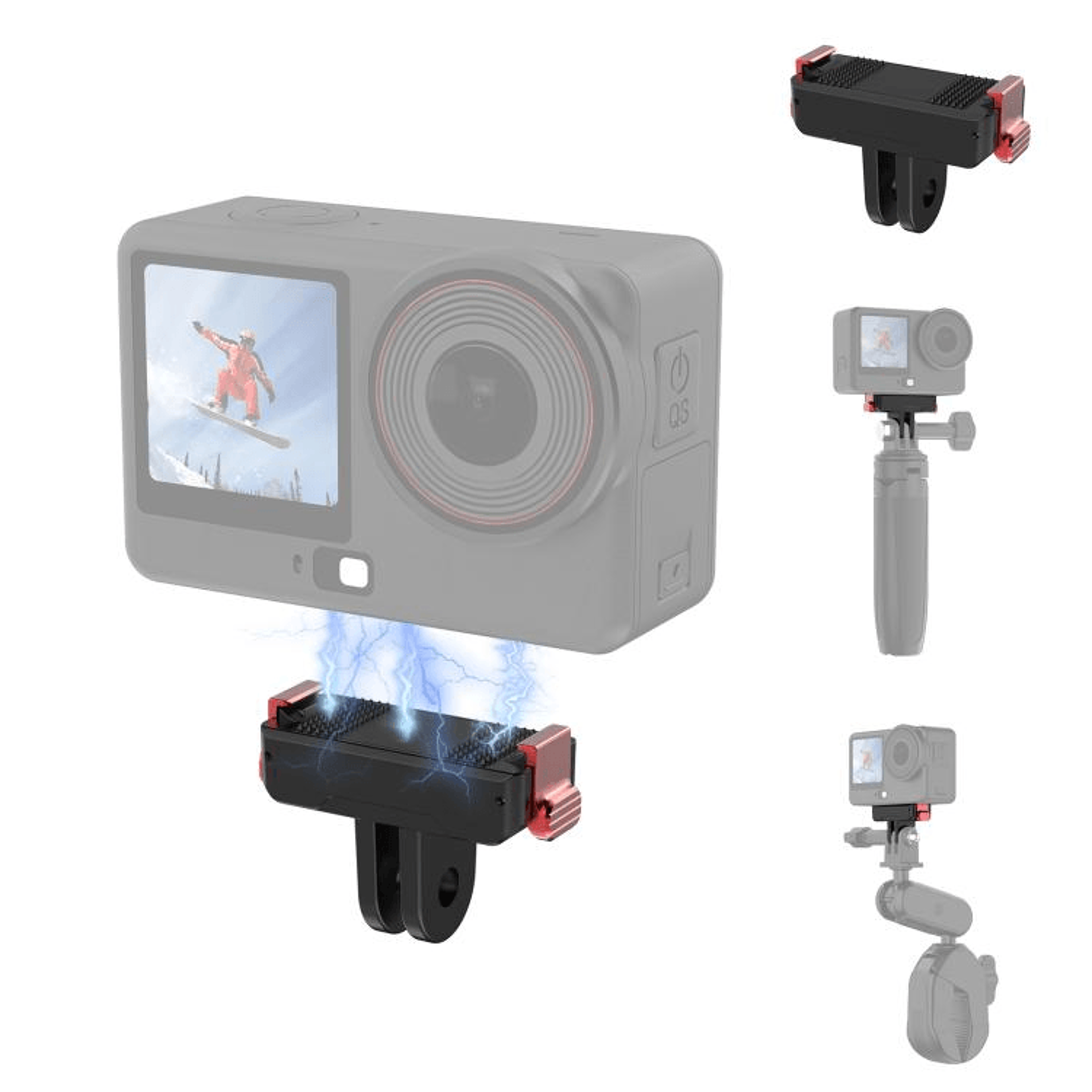 dji osmo action magnetic quick release mount with cold shoe and adjustable gimbal base