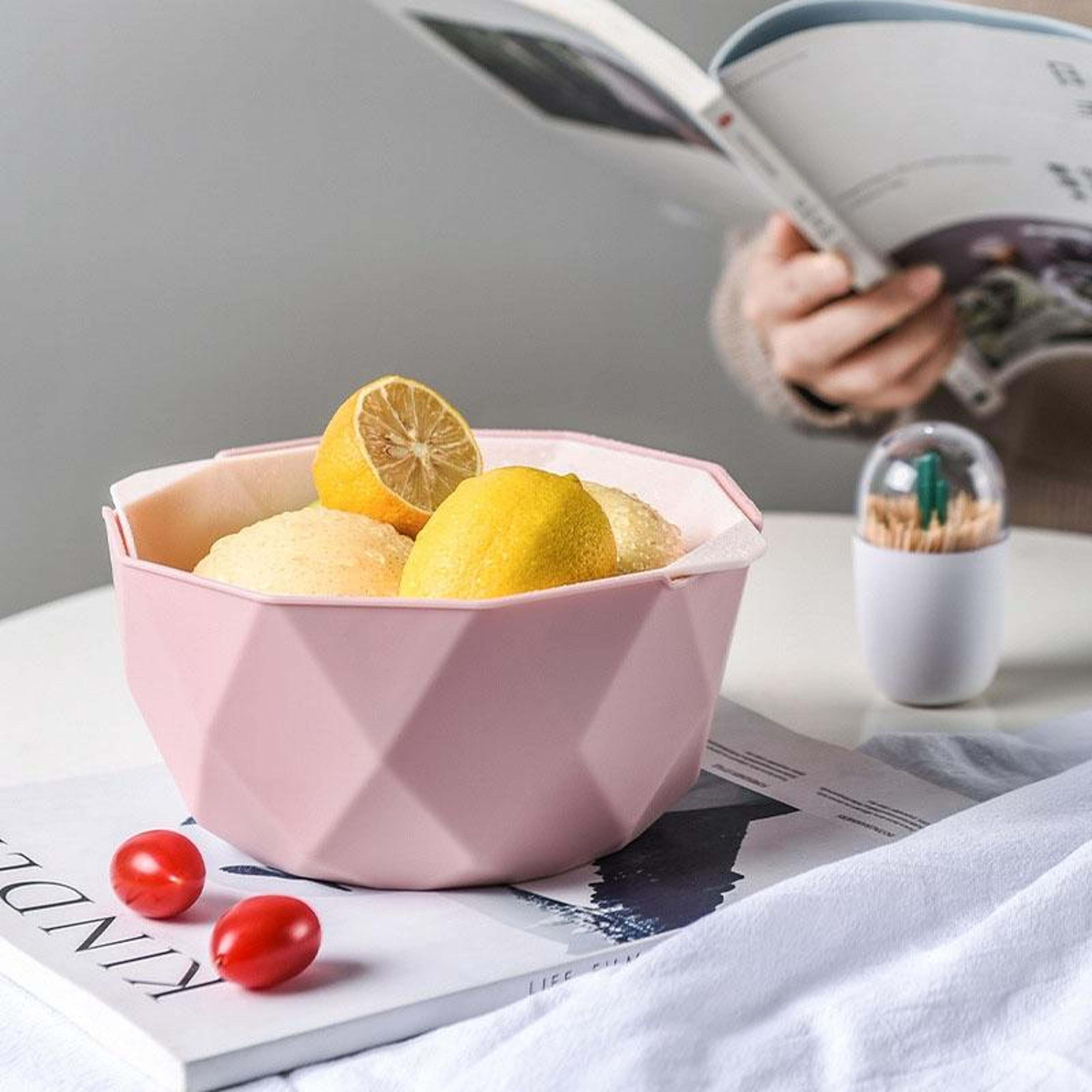 double layer drain basket with colander kitchen strainer for fruits vegetables washing