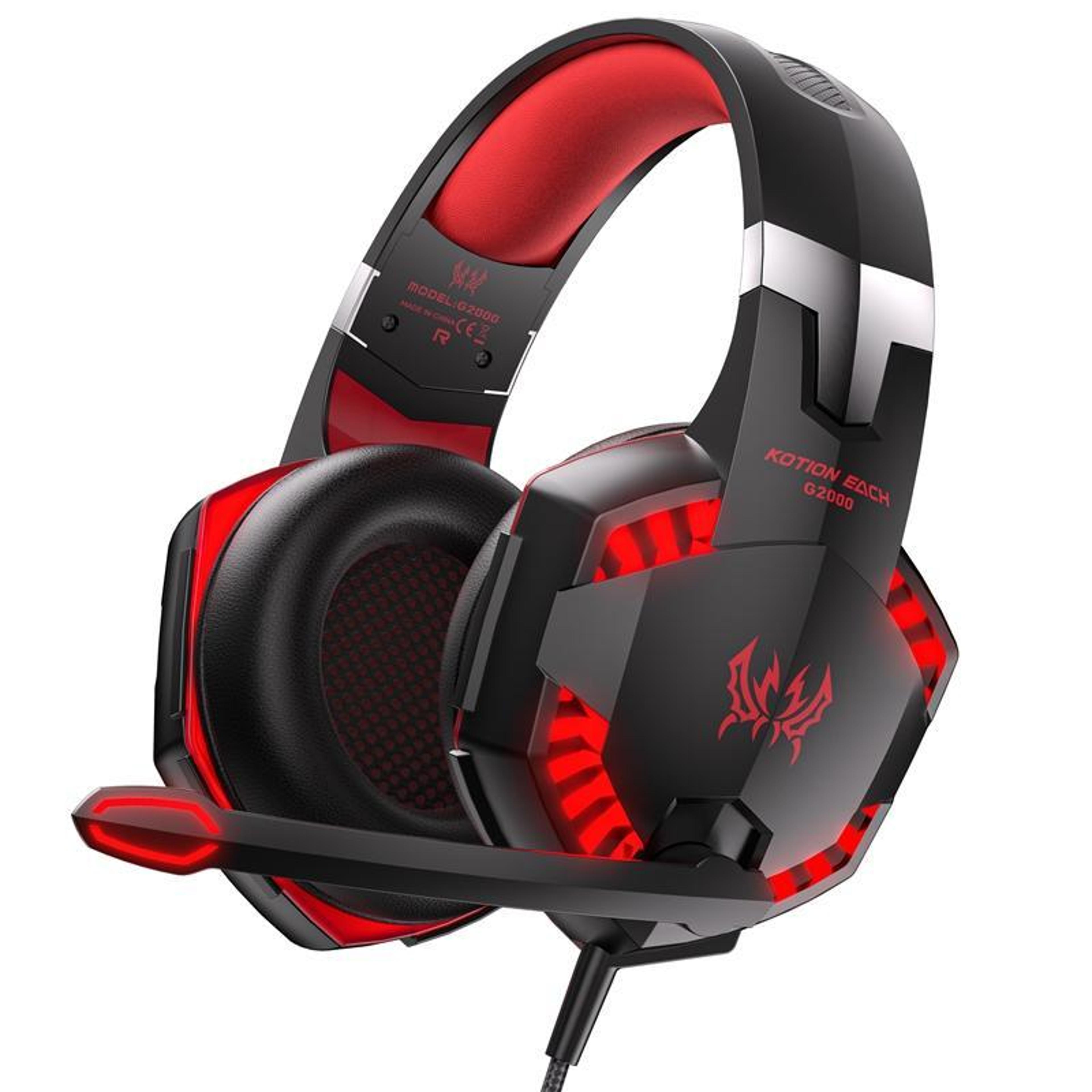 each wired gaming headset with mic and led