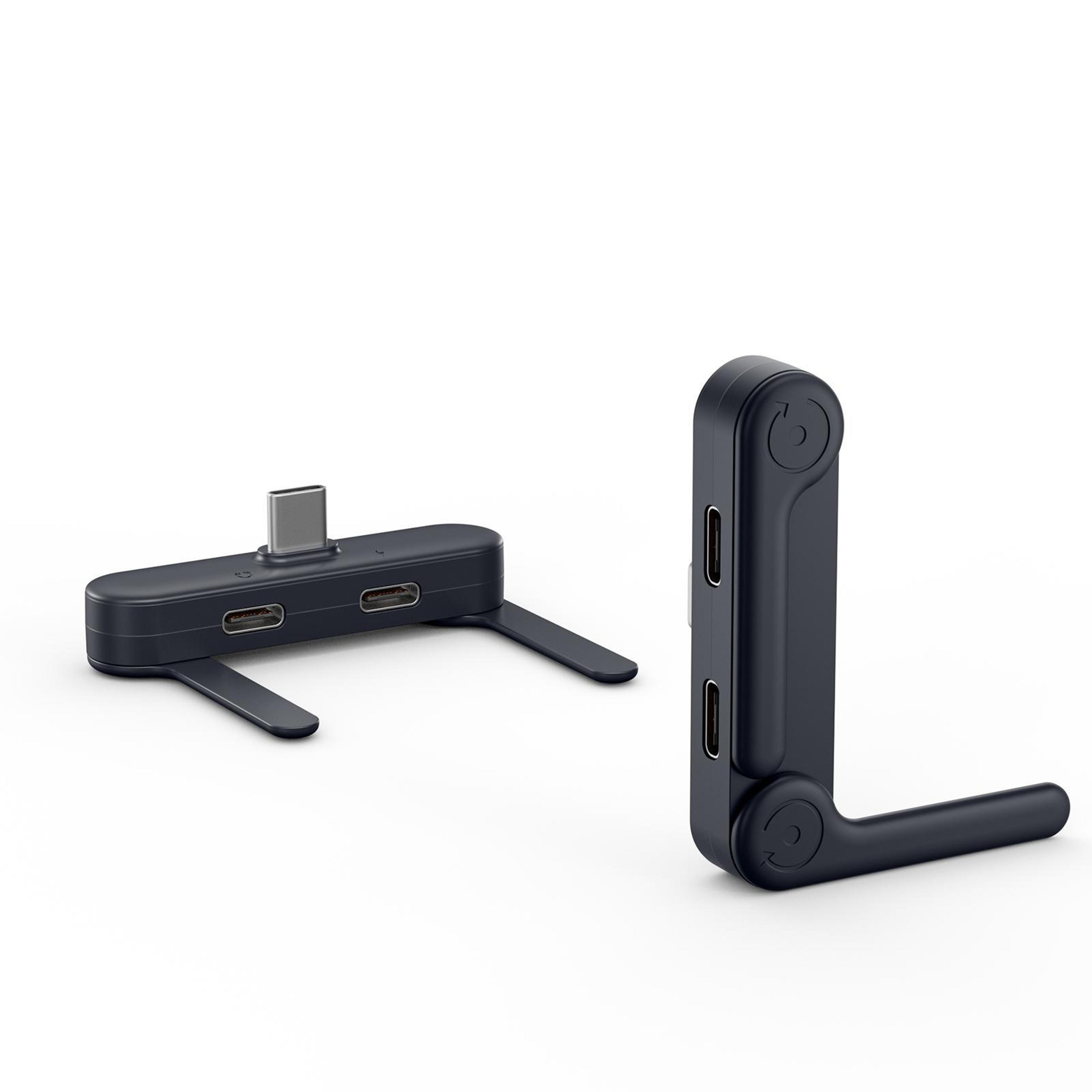 foldable usb c splitter adapter with stand dual charging and audio type c hub