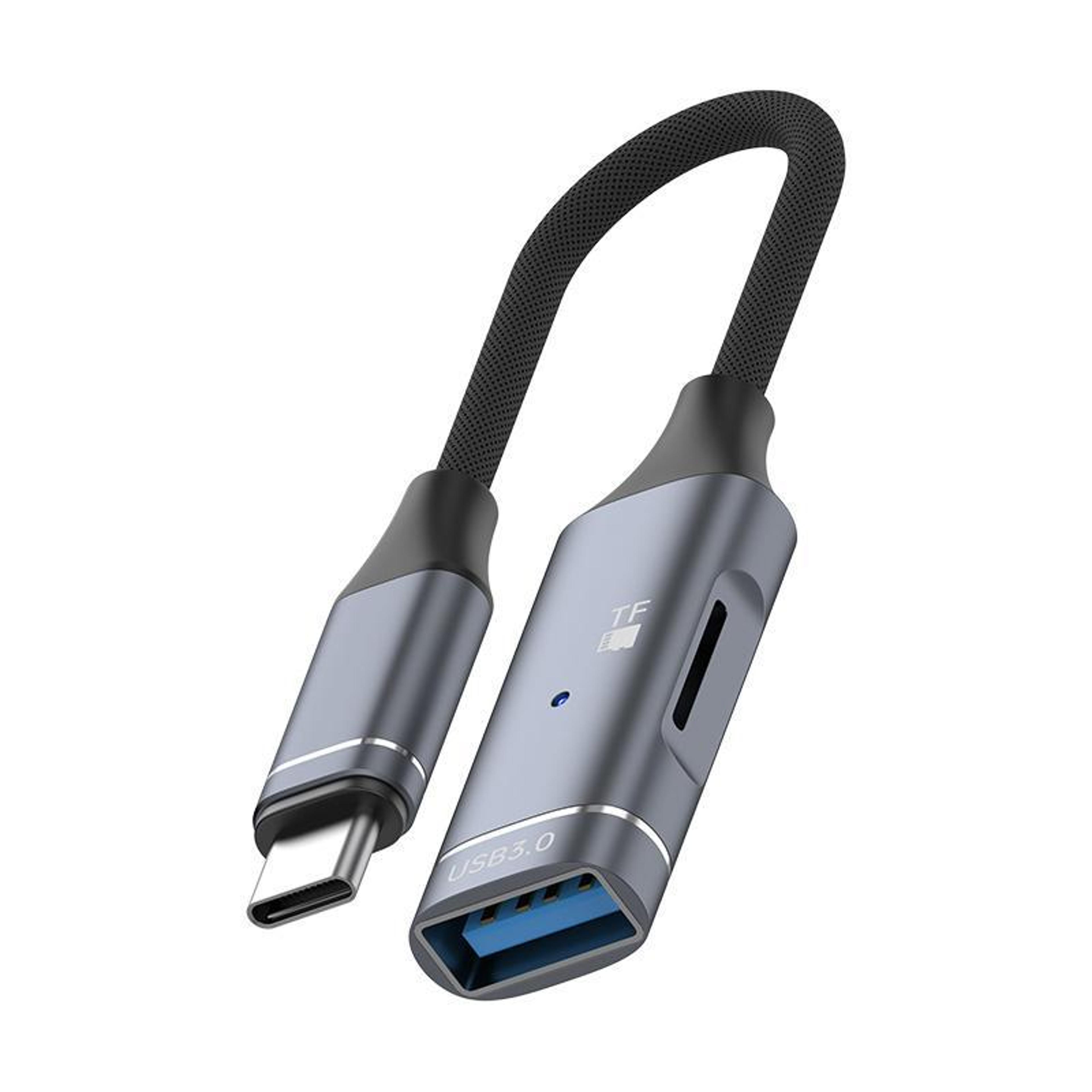 type-c otg card reader adapter cable with usb and tf slot fast data transfer