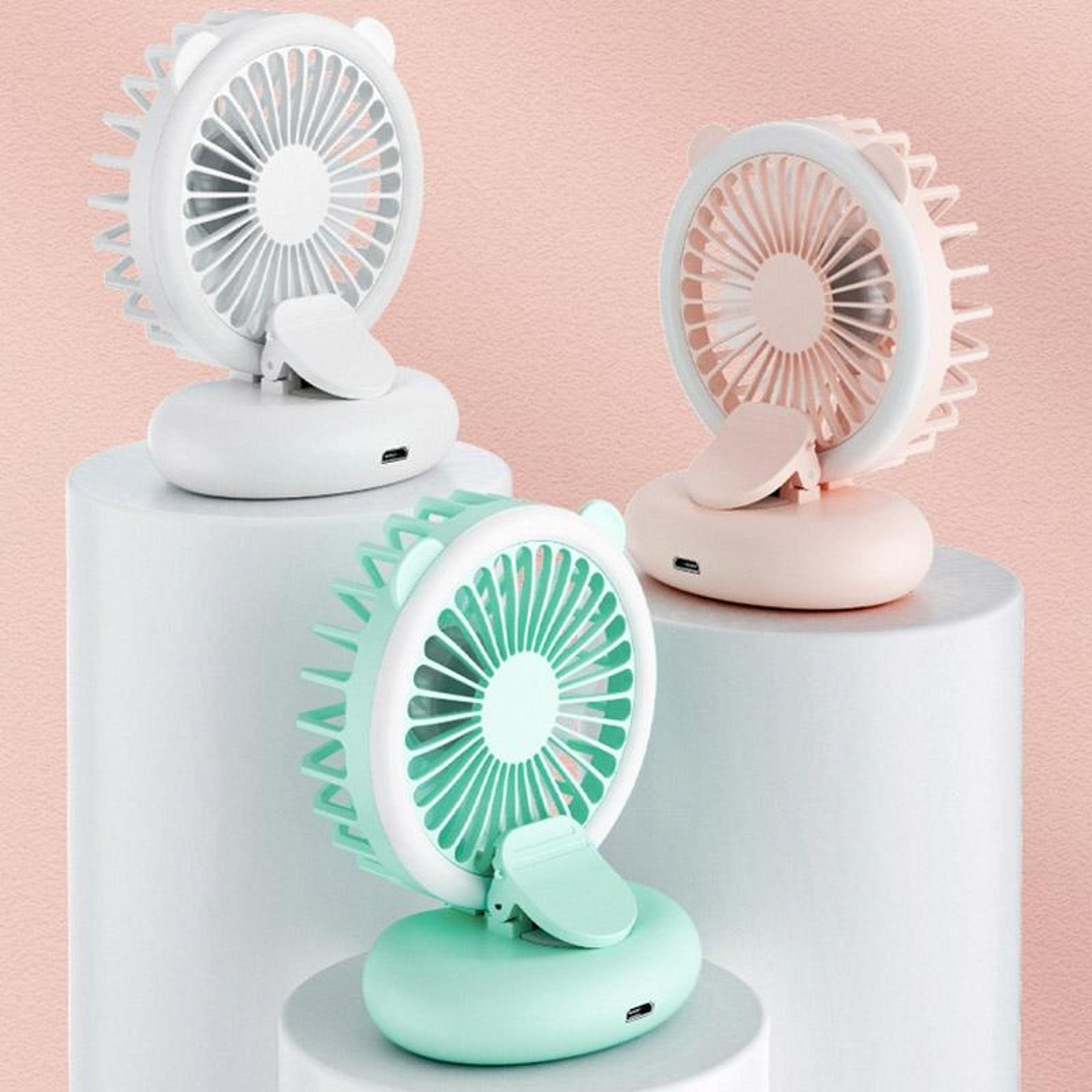 portable neck fan with clip & fill light mini usb desk fan foldable handheld cooling fan