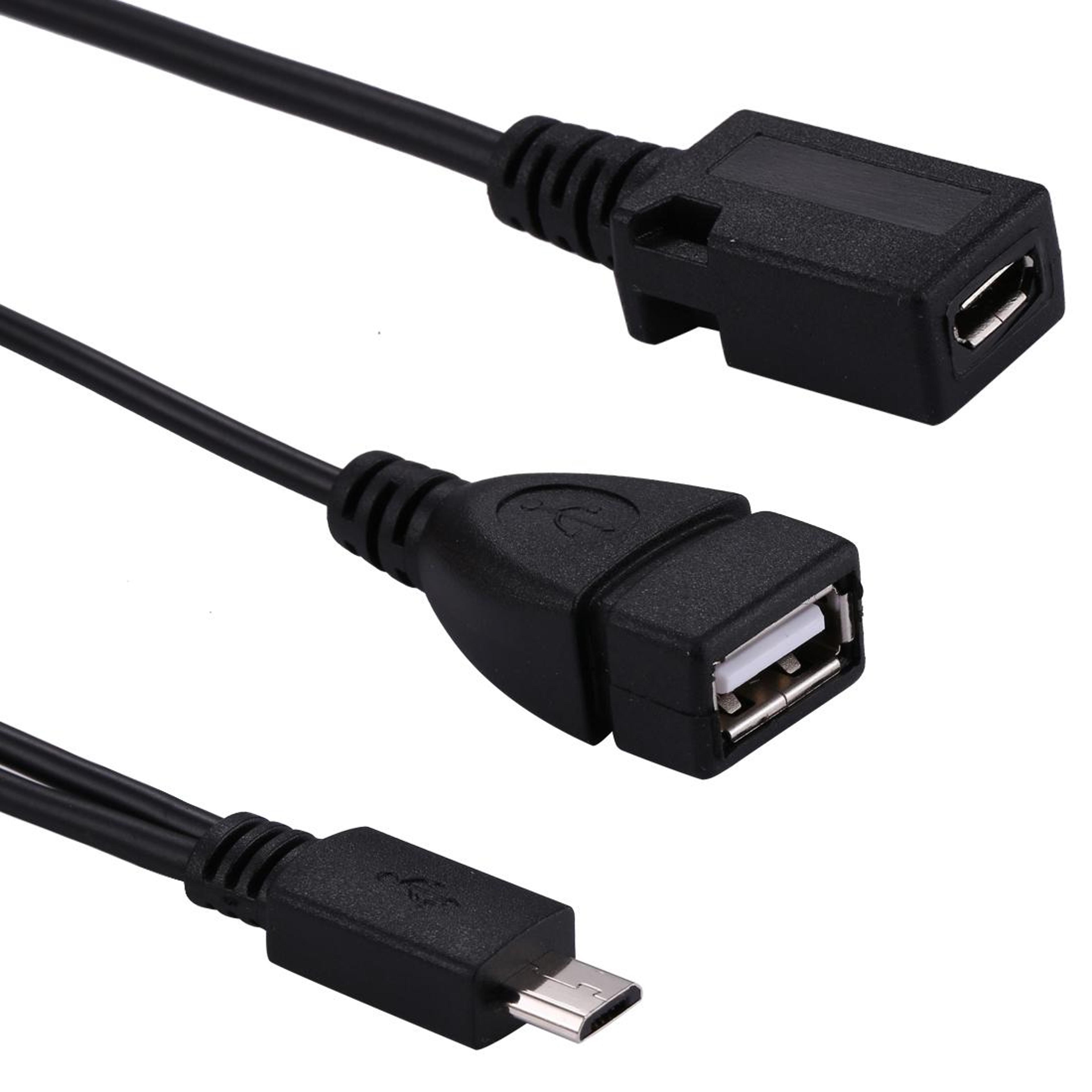 usb micro otg y splitter cable for android data transfer and peripheral connection