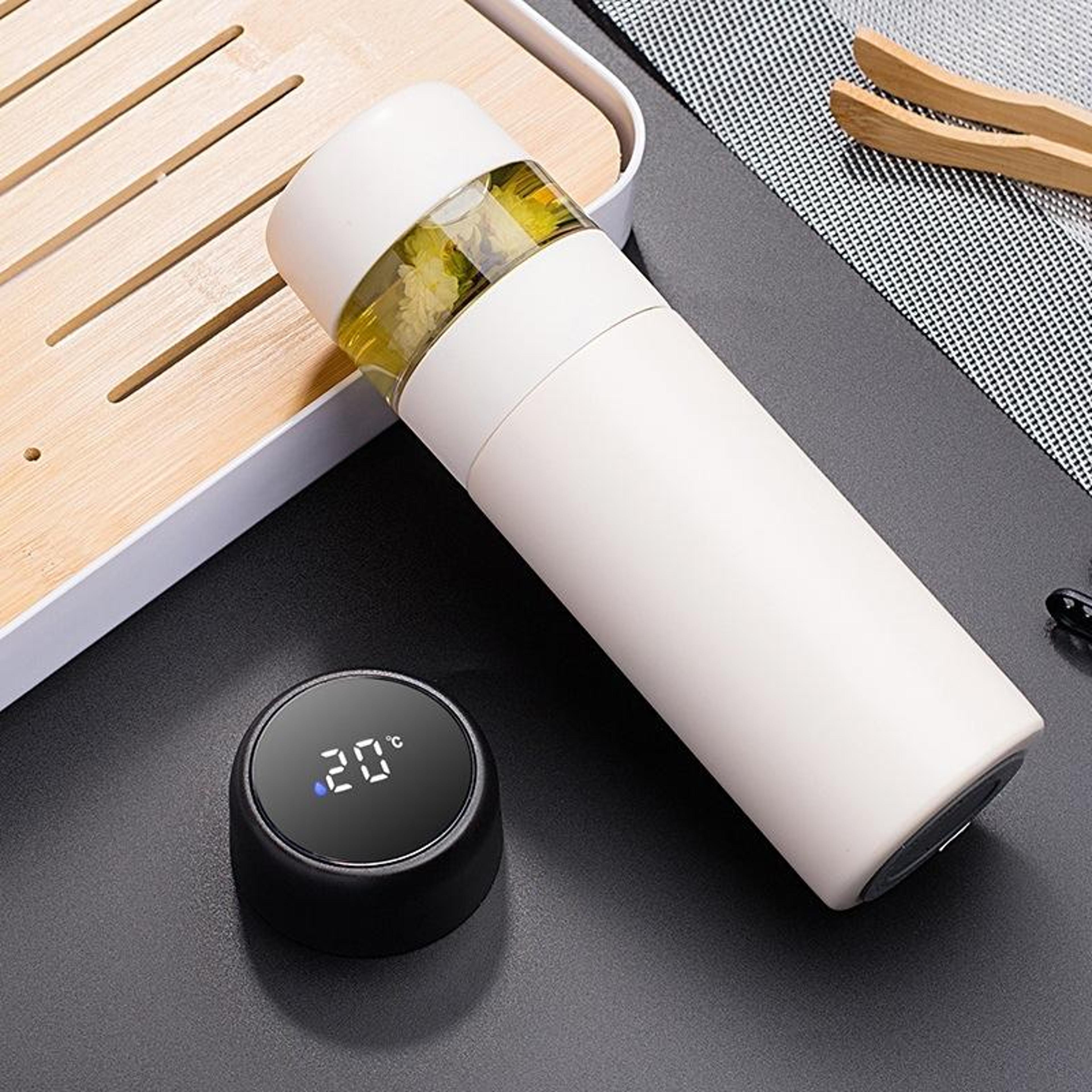 smart temperature display insulated water bottle with tea infuser stainless steel travel mug