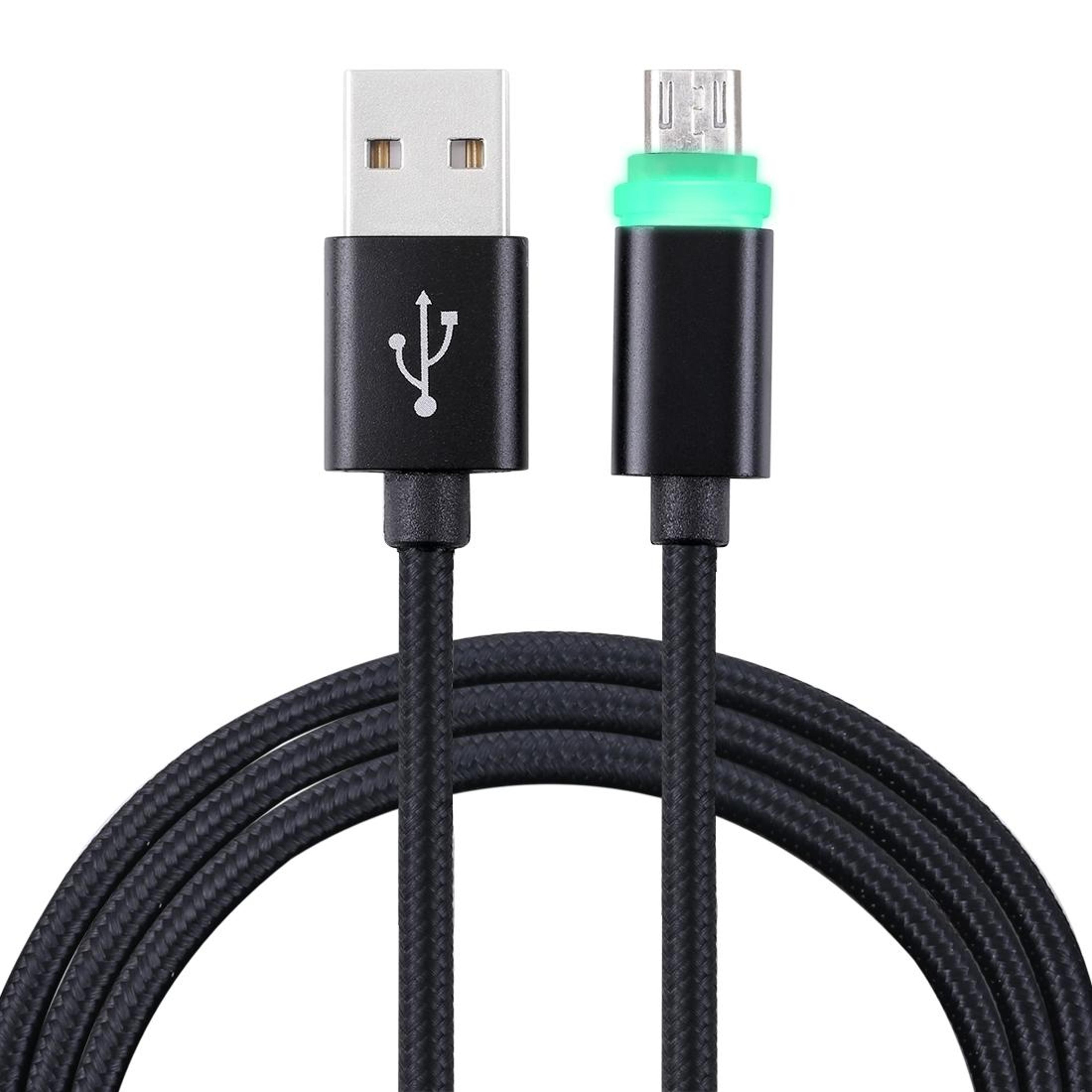 woven micro usb charging cable with led indicator fast data sync cord