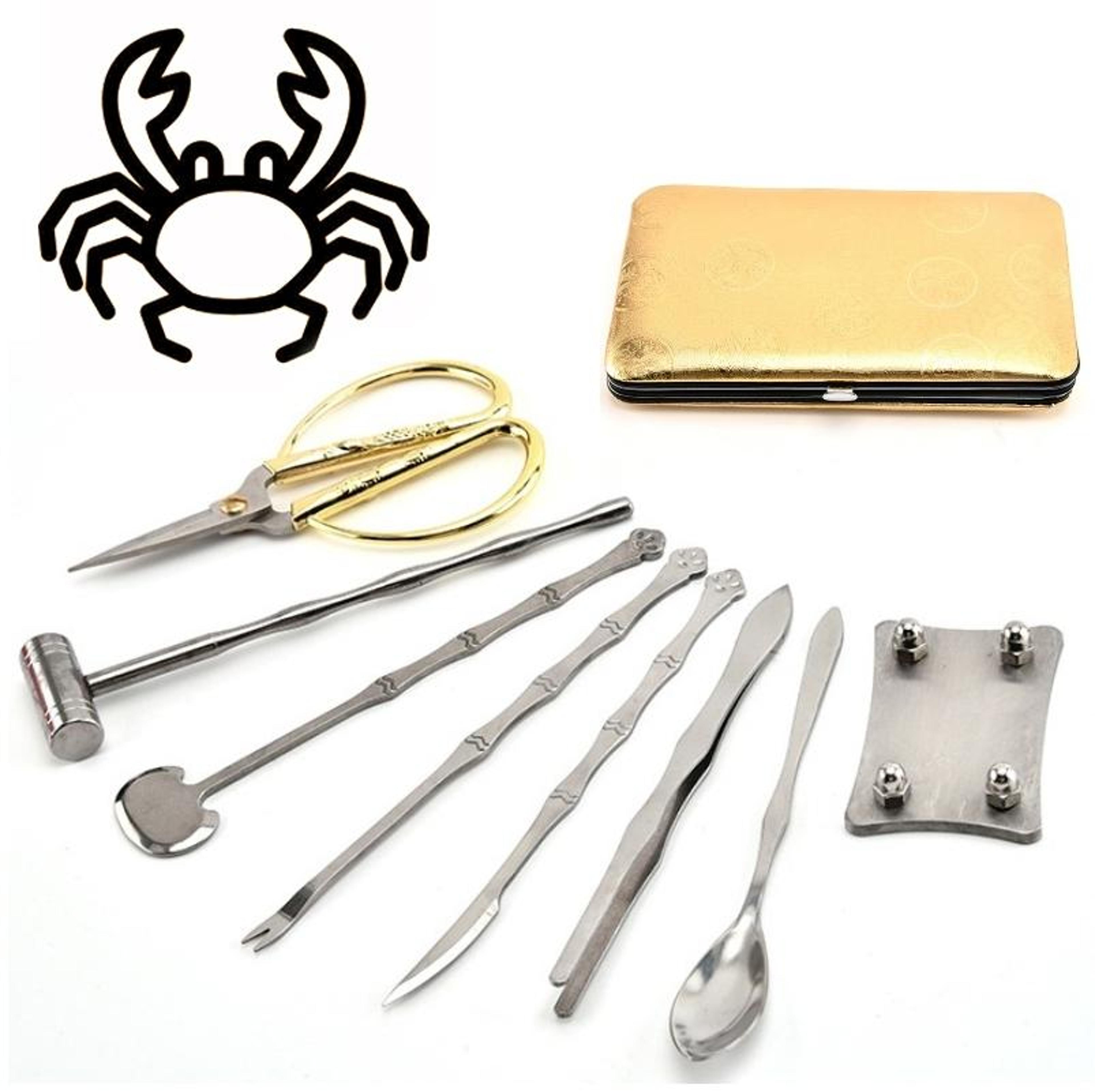 stainless steel crab eating tool set – seafood crackers & utensils for easy shell opening