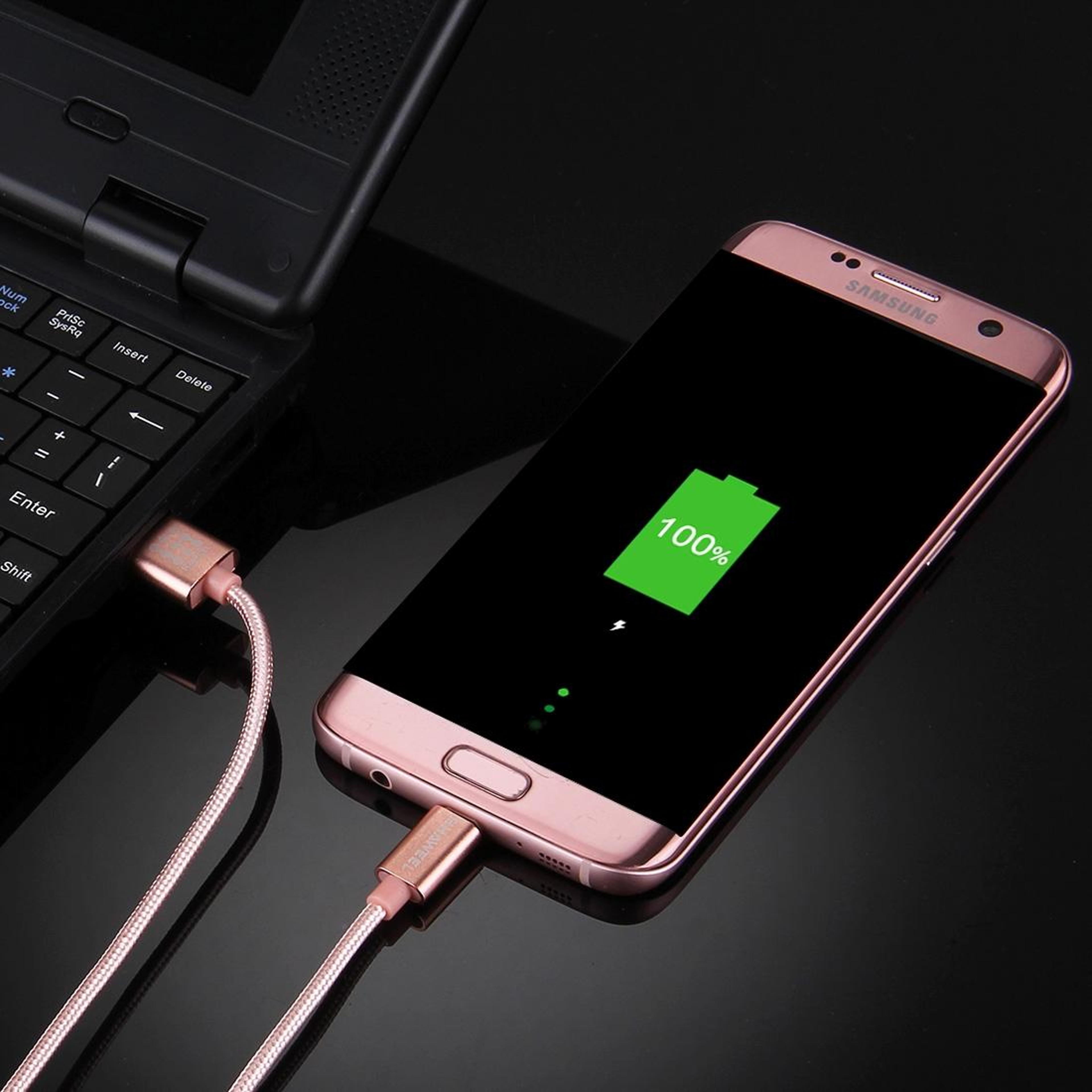 micro usb charging cable 3a fast charge woven data sync cable durable metal head