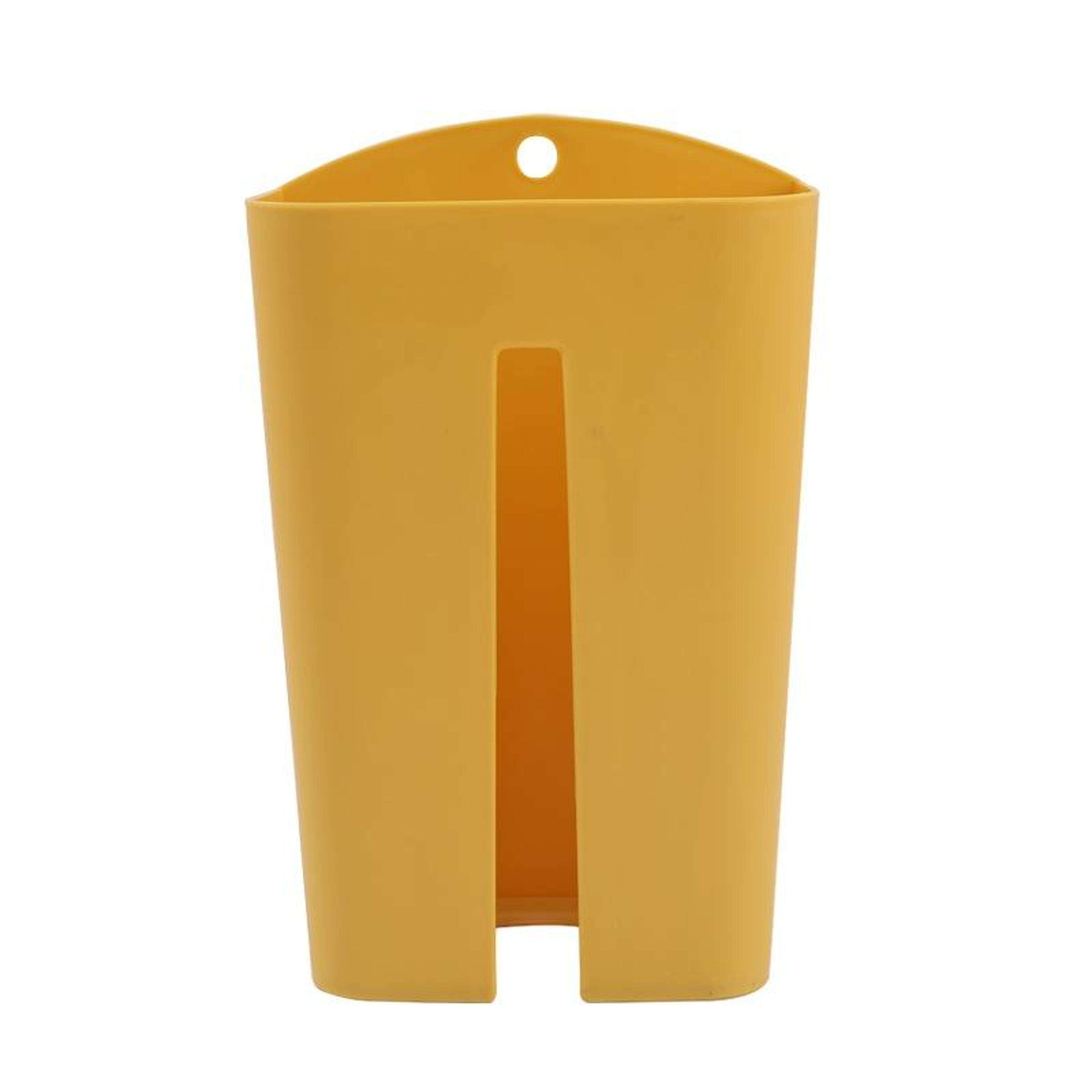 wall mounted plastic bag dispenser and paper towel holder for kitchen organization