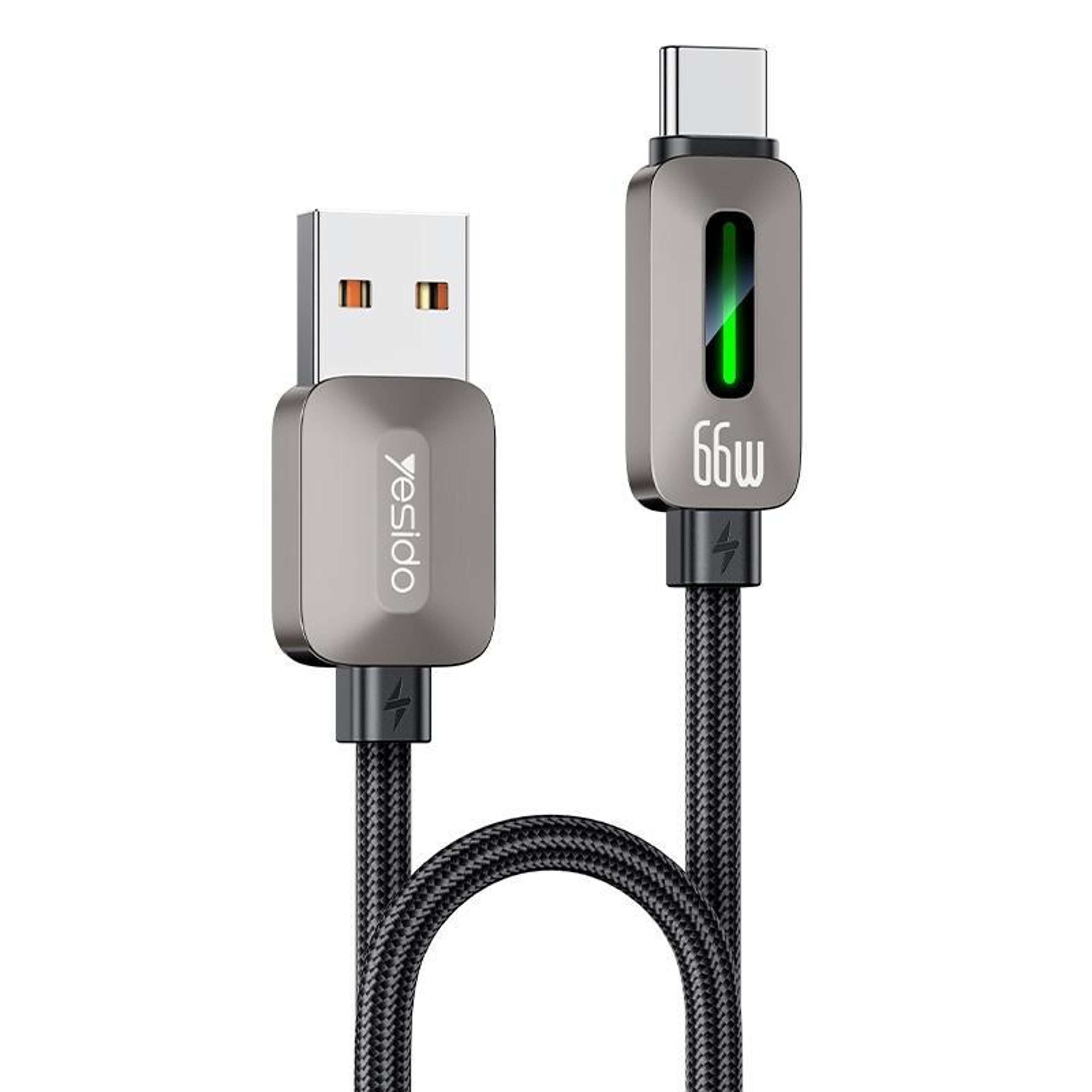 fast charging usb to type c cable with led streamer light 1.2m durable braided cord