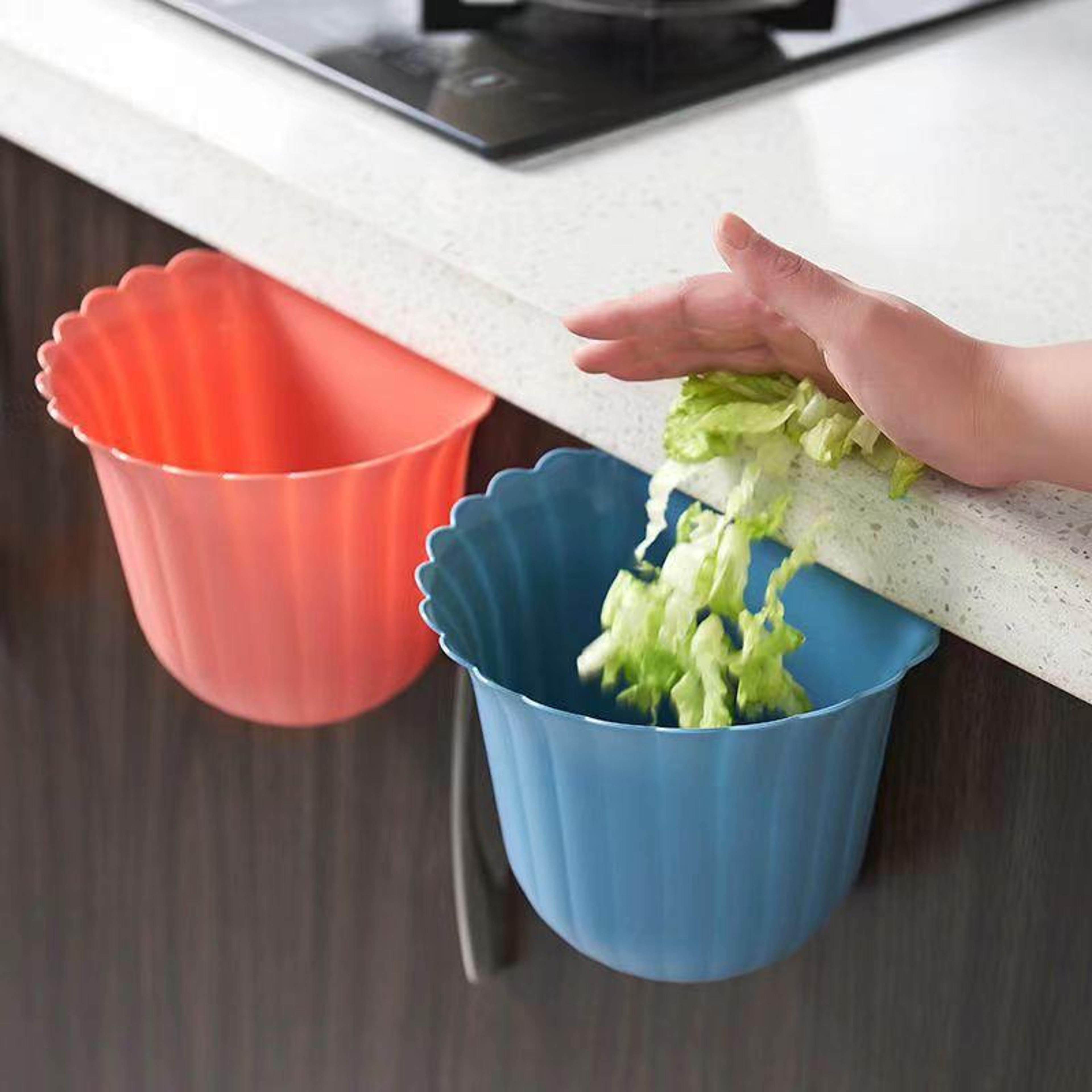 multifunctional hanging kitchen trash can space-saving cabinet garbage bin with flower design