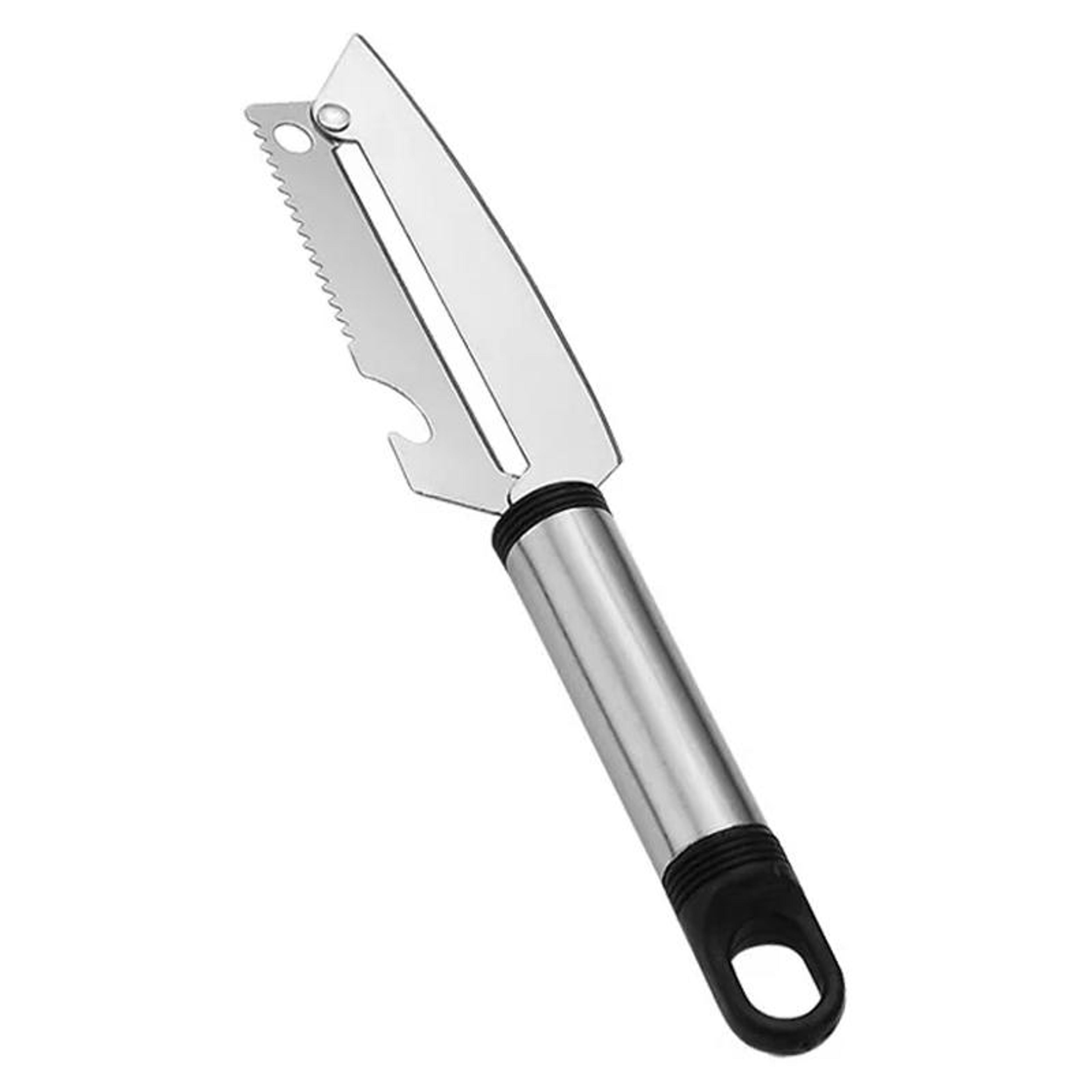 multifunctional stainless steel paring knife with fruit & vegetable scraper bottle opener tool