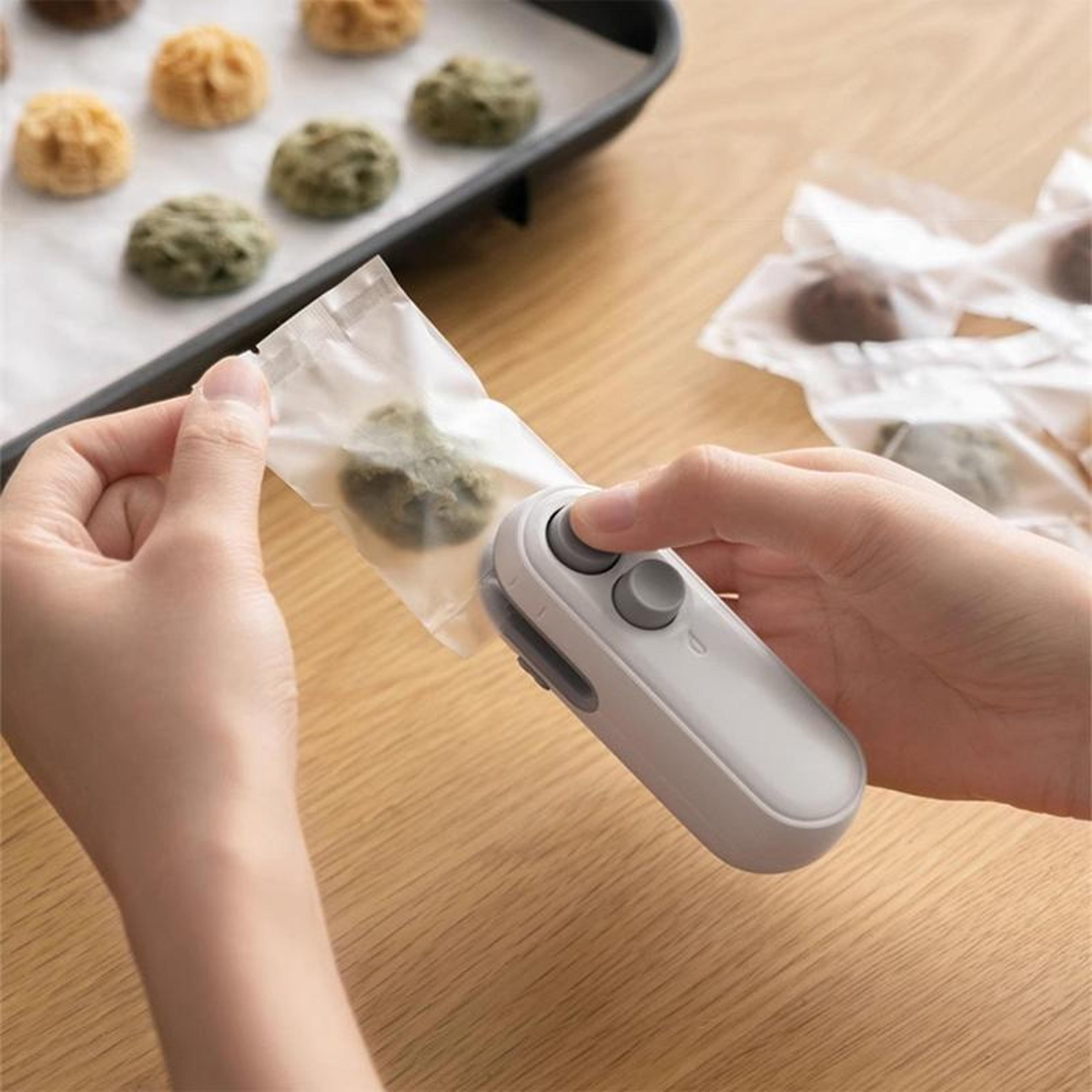 2-in-1 rechargeable mini bag sealer with cutter magnetic portable heat sealer