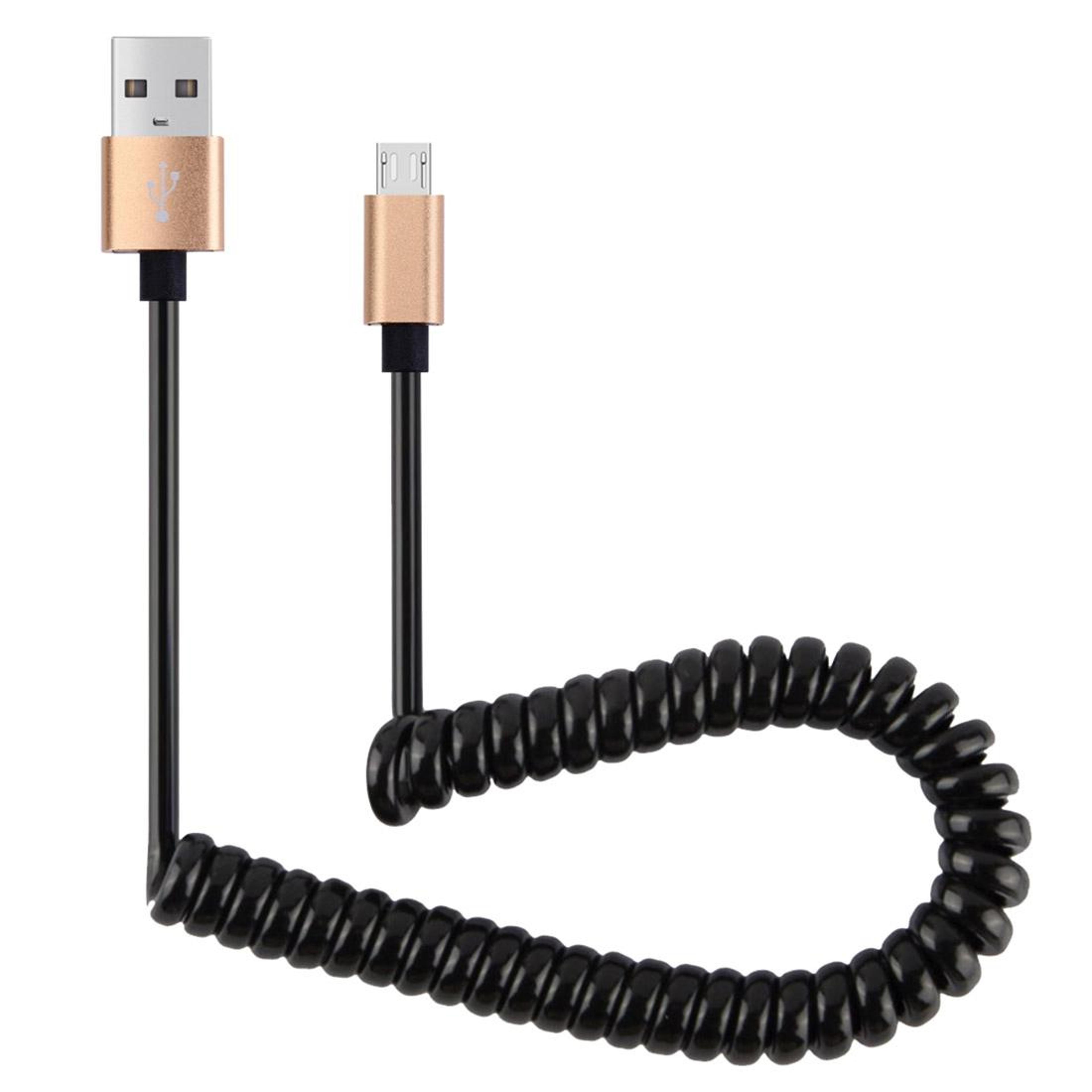 flexible spring micro usb cable fast charging data sync coiled cord