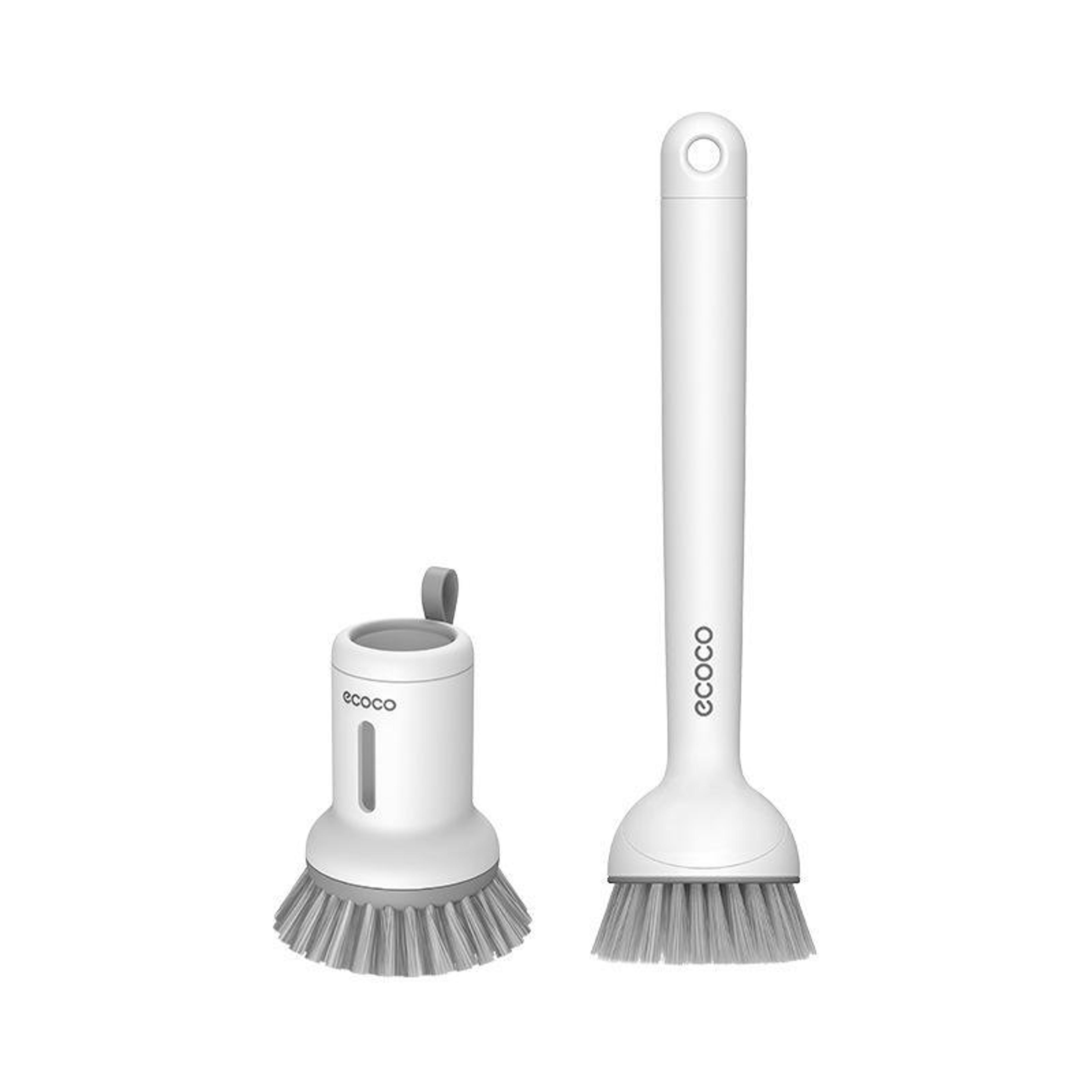 ecoco pot & kitchen dishwashing brush set long handle rotatable & squeezeable scrubber