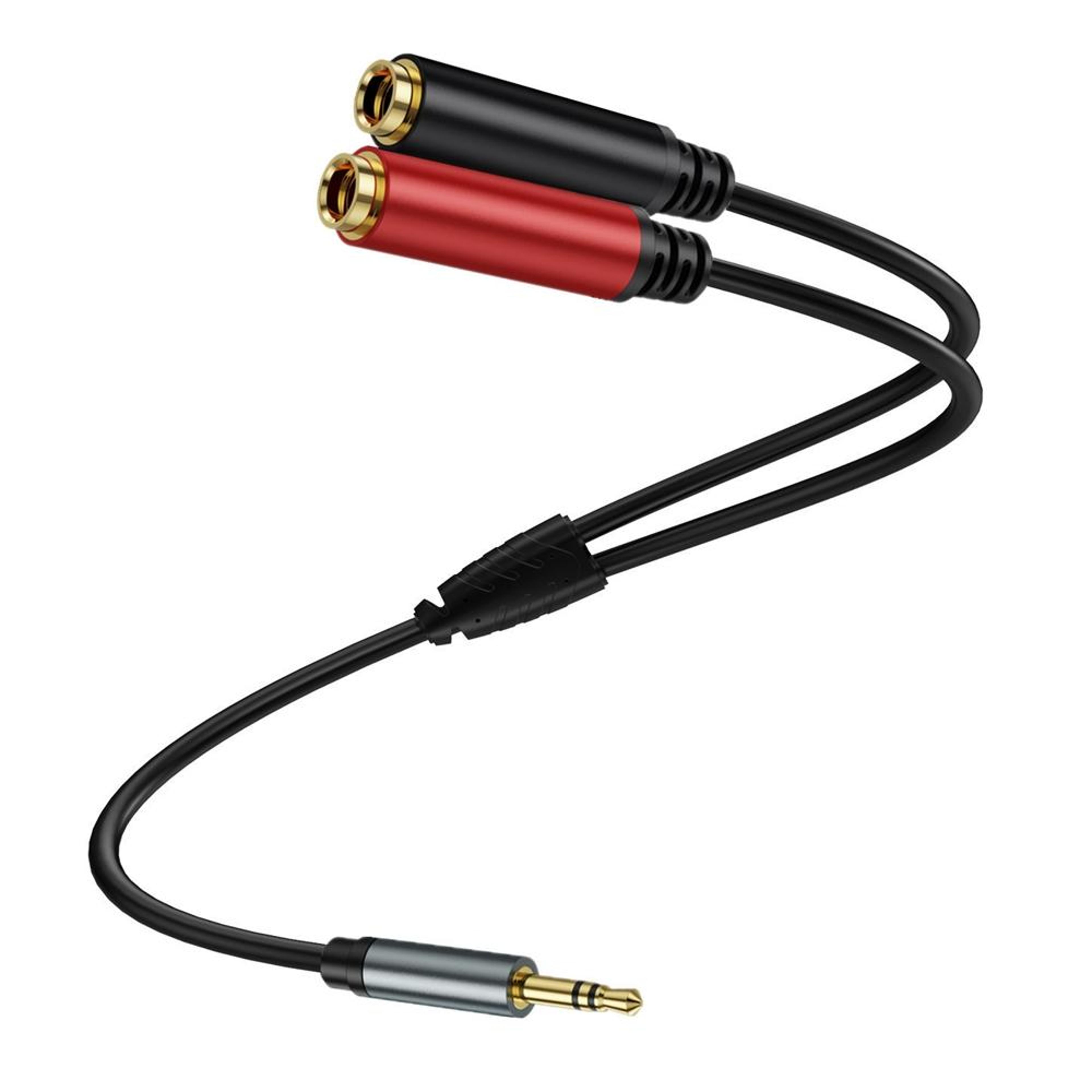 gold plated 3.5mm to 6.35mm splitter audio y cable trs to dual ts adapter