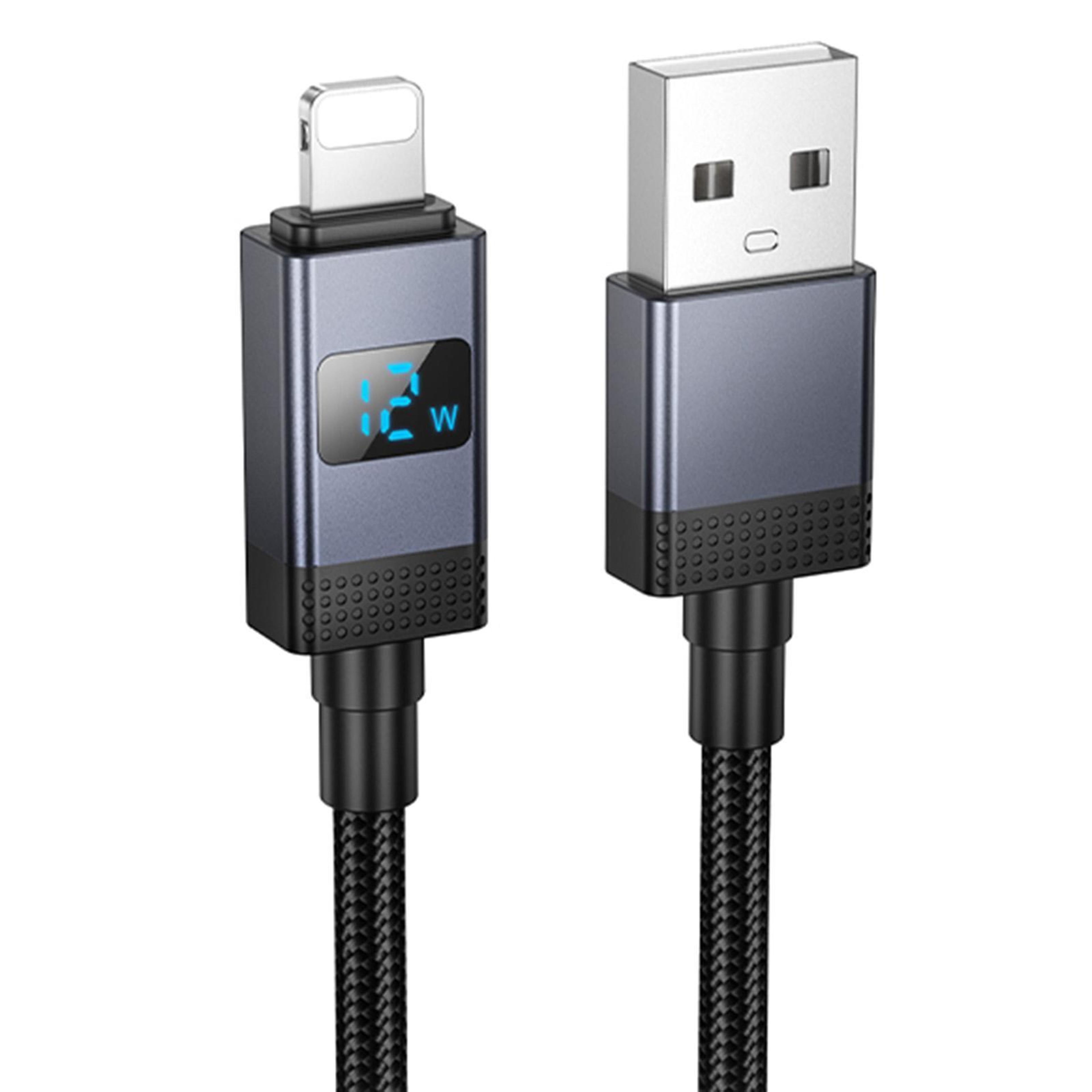 led display fast charging cable 60w woven usb data cable