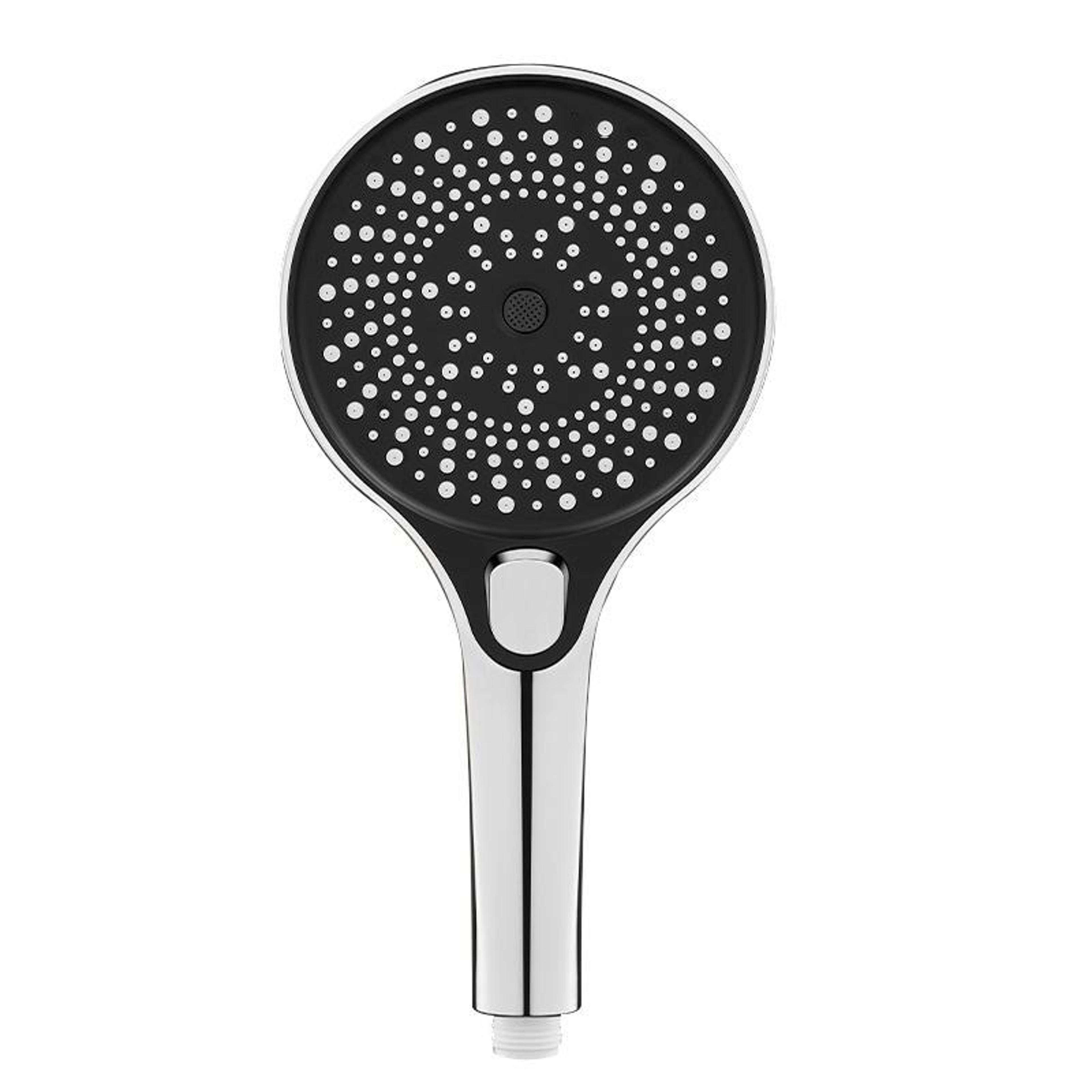 silver high pressure shower head with large panel handheld design