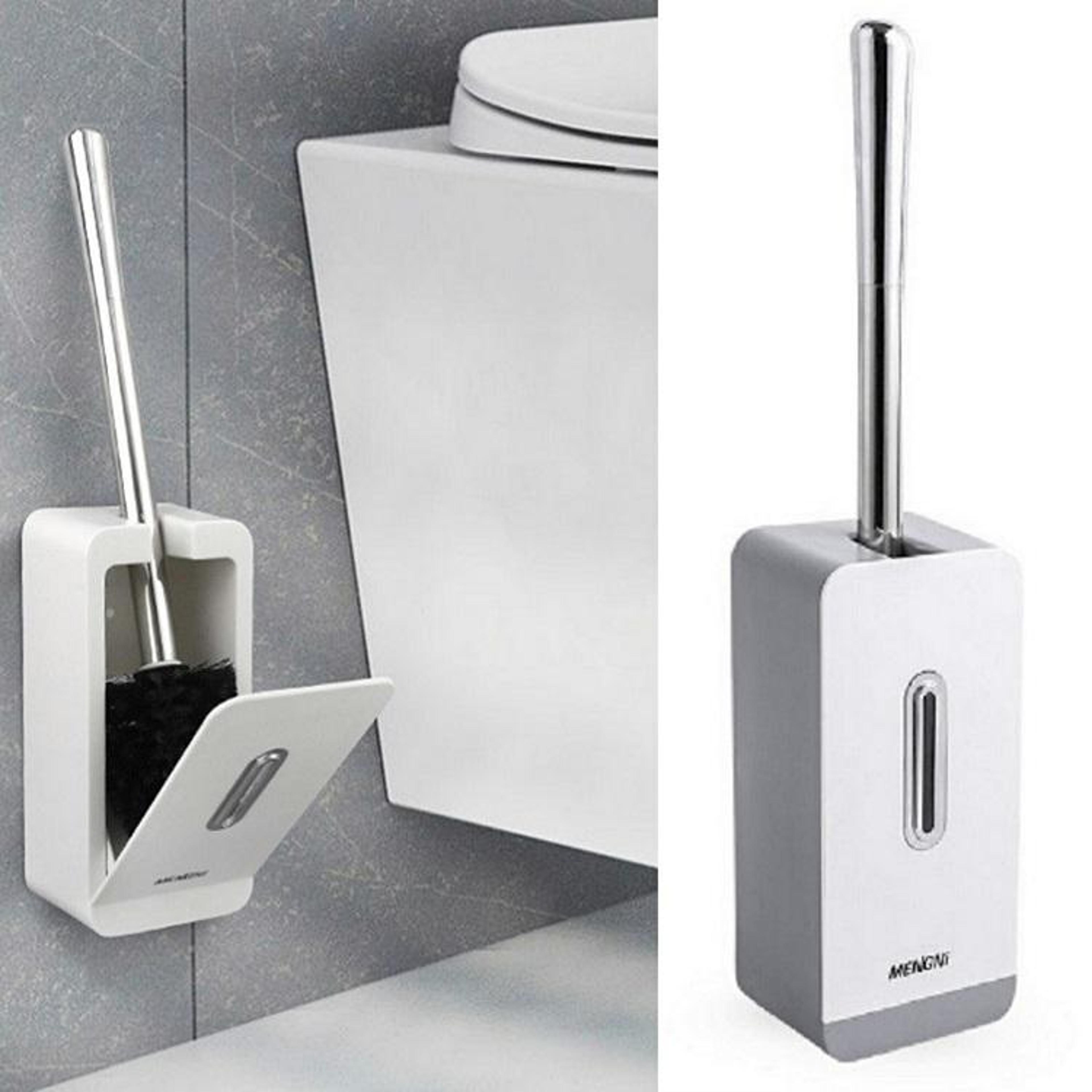 wall mounted toilet brush with holder long handle space saving bathroom cleaner