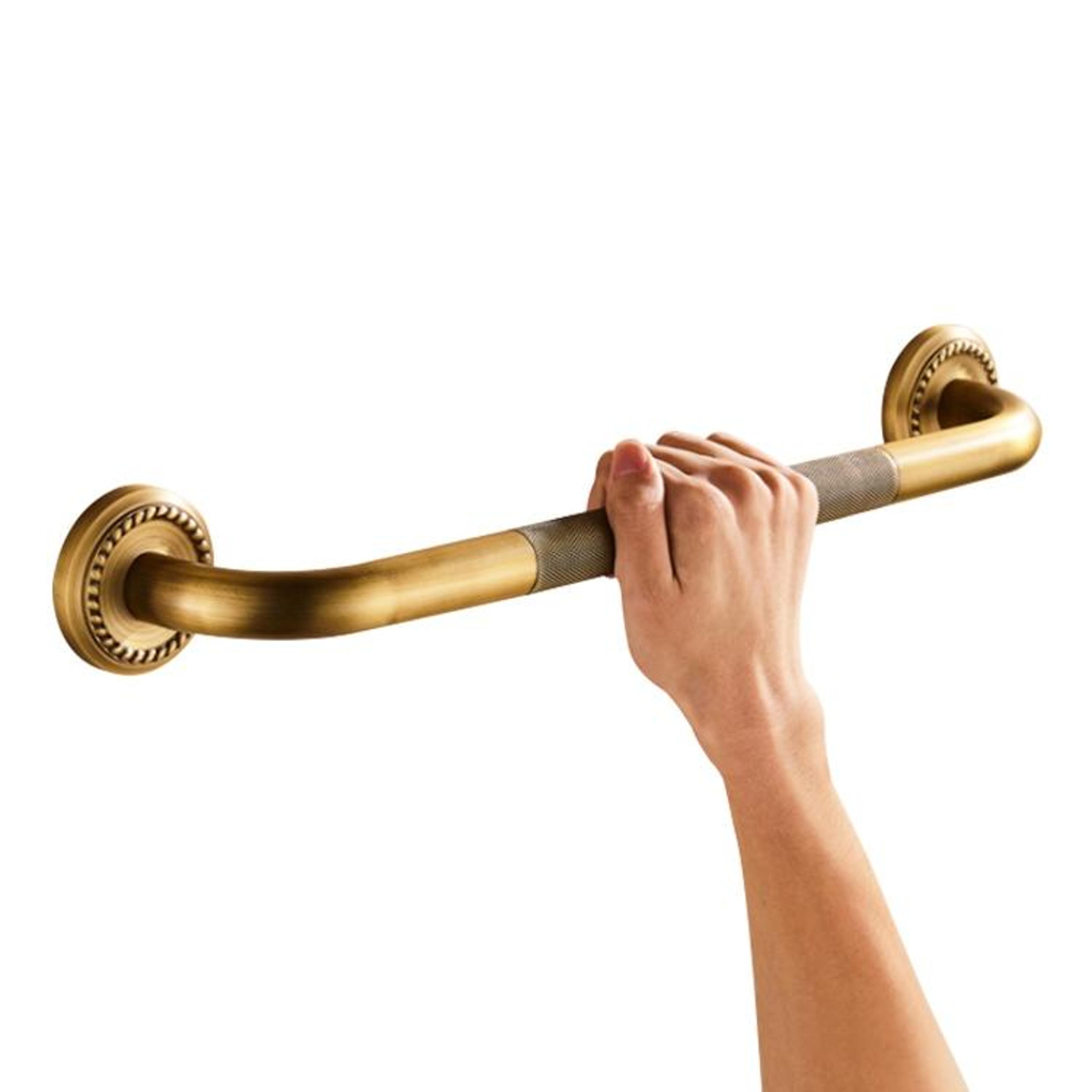 antique brass grab bar for elderly bathroom safety