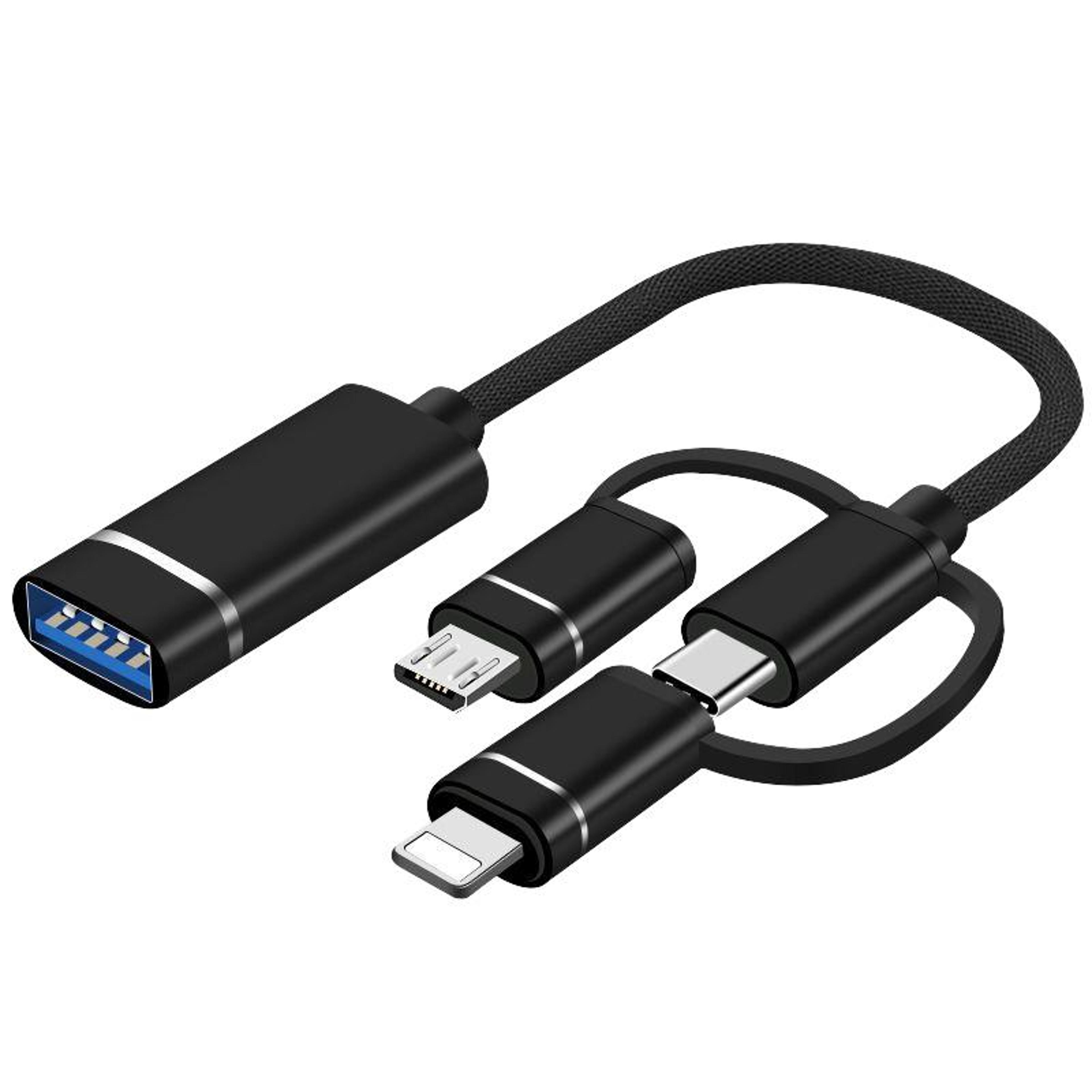 3 in 1 otg adapter cable for usb type c micro usb data transfer